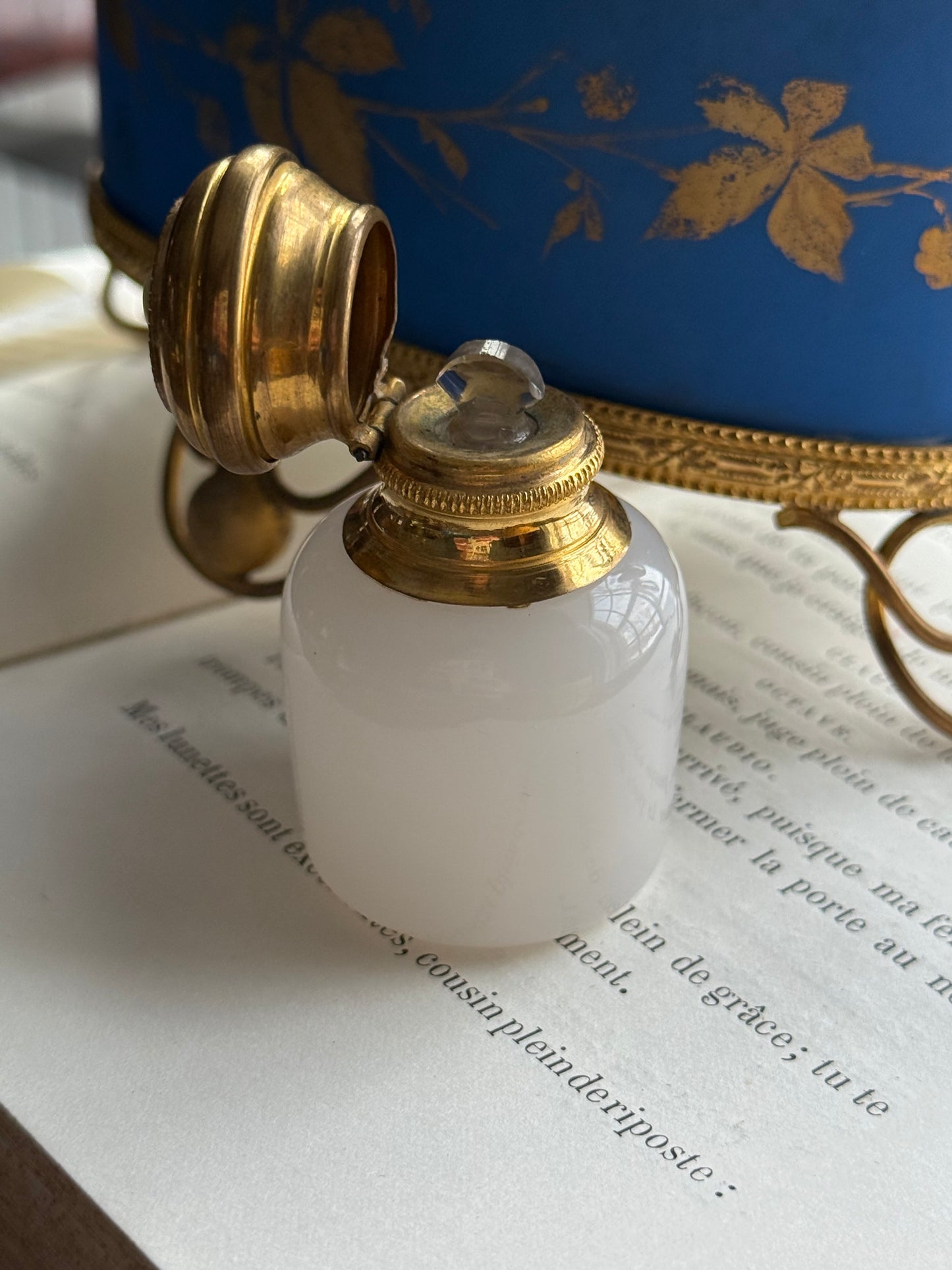 French Perfume Casket with Opaline Bottles