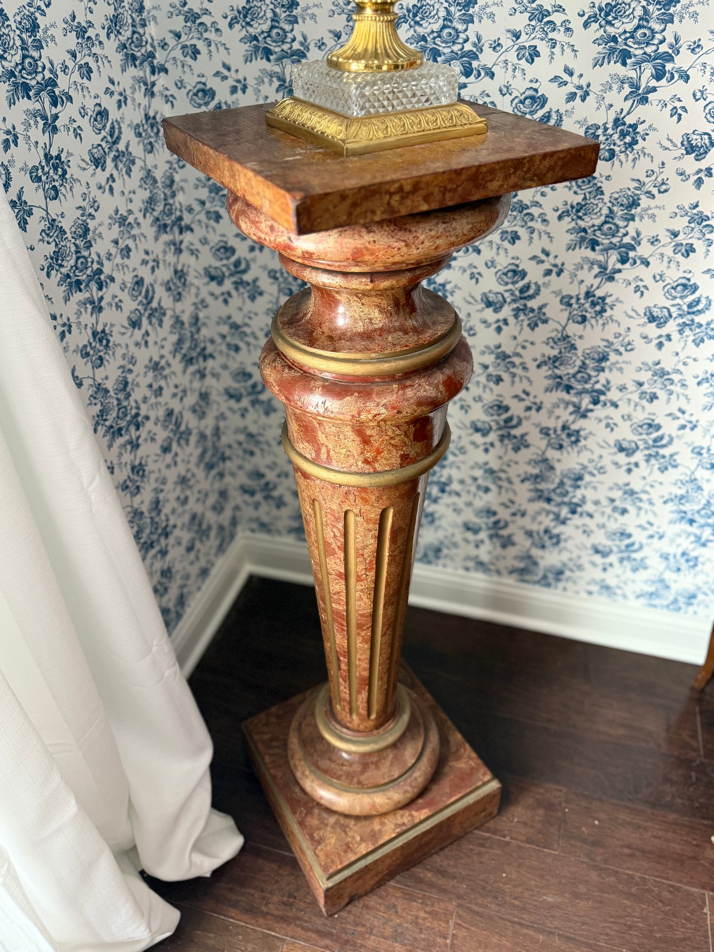 Antique French Wood Pedestal Stand