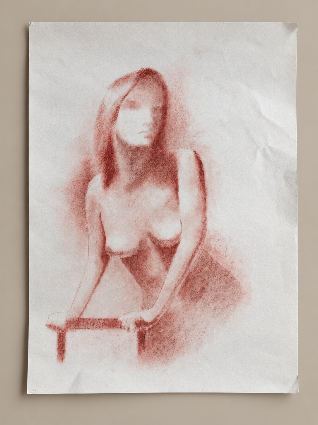 Vintage French Sanguine Nude Figure Study
