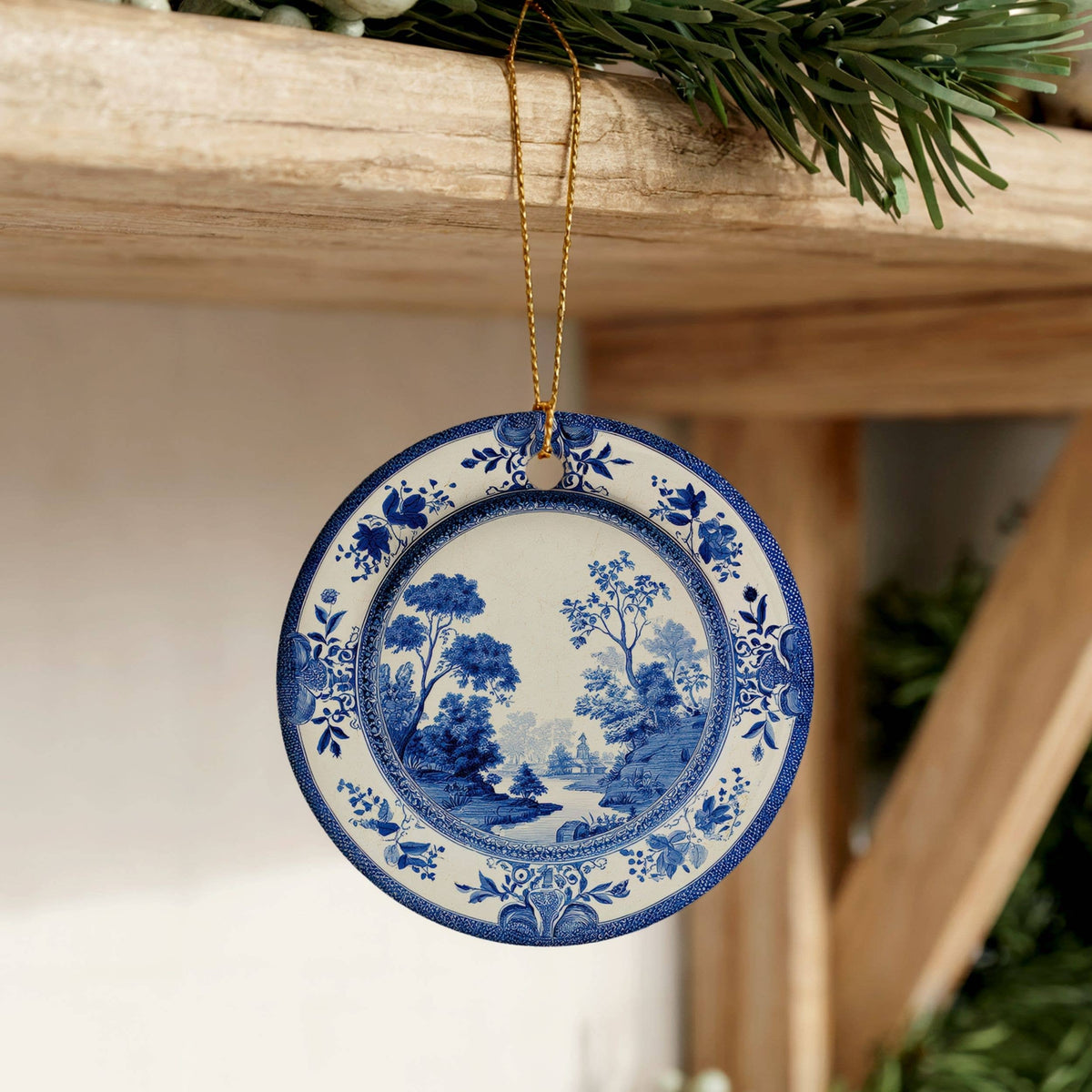 Blue Chinoiserie Ornament, Christmas Holiday Delft Decor