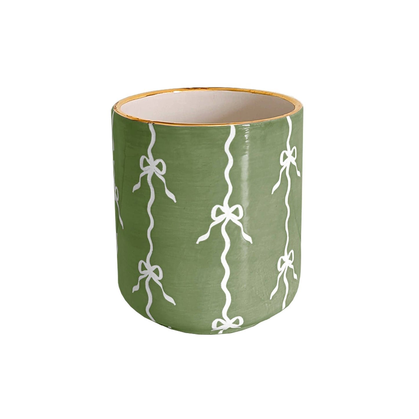 Bow Stripe Vase with 22K Gold Accent: French Blue