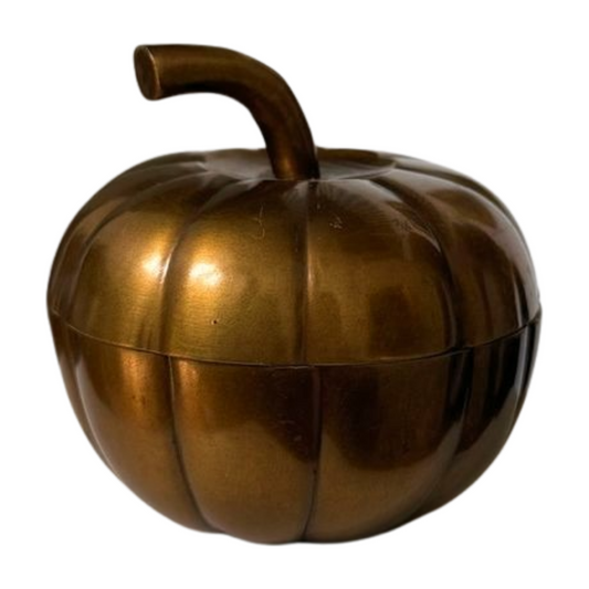 Small Vintage Brass Pumkin Trinket Box