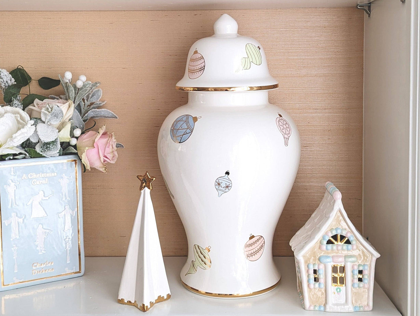 Pastel Baubles Ginger Jars with 22K Gold Accents: Medium