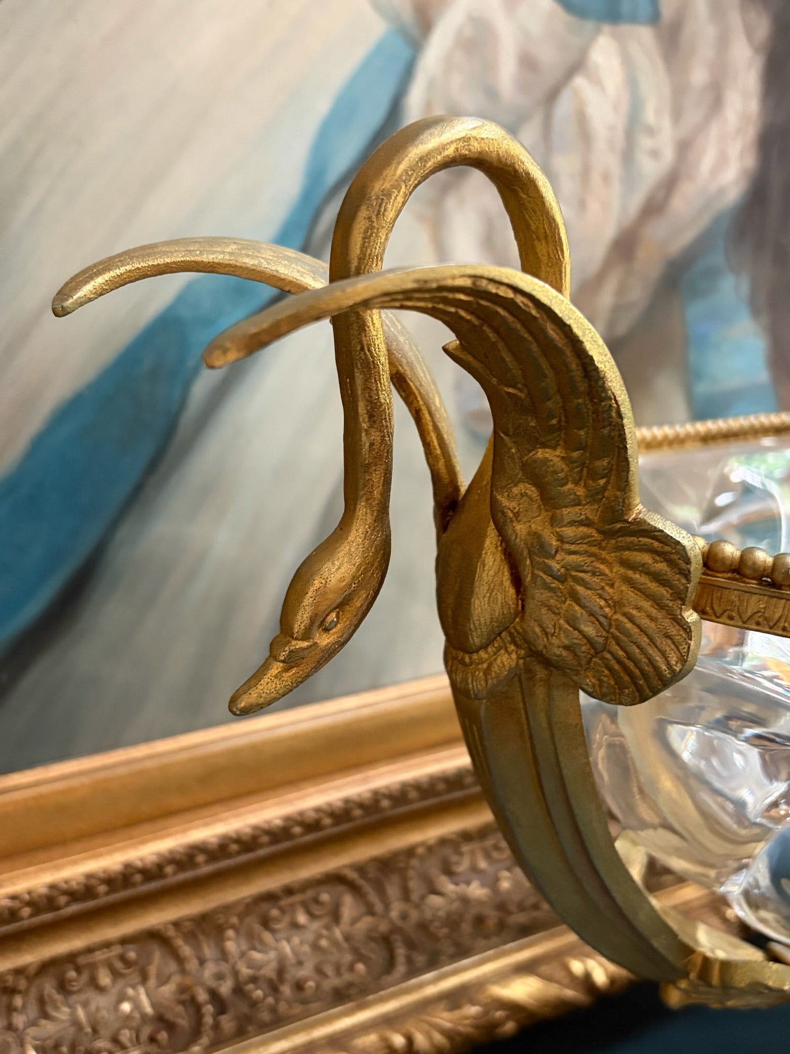 Large French Cristal Frères Swan Centerpiece Bowl