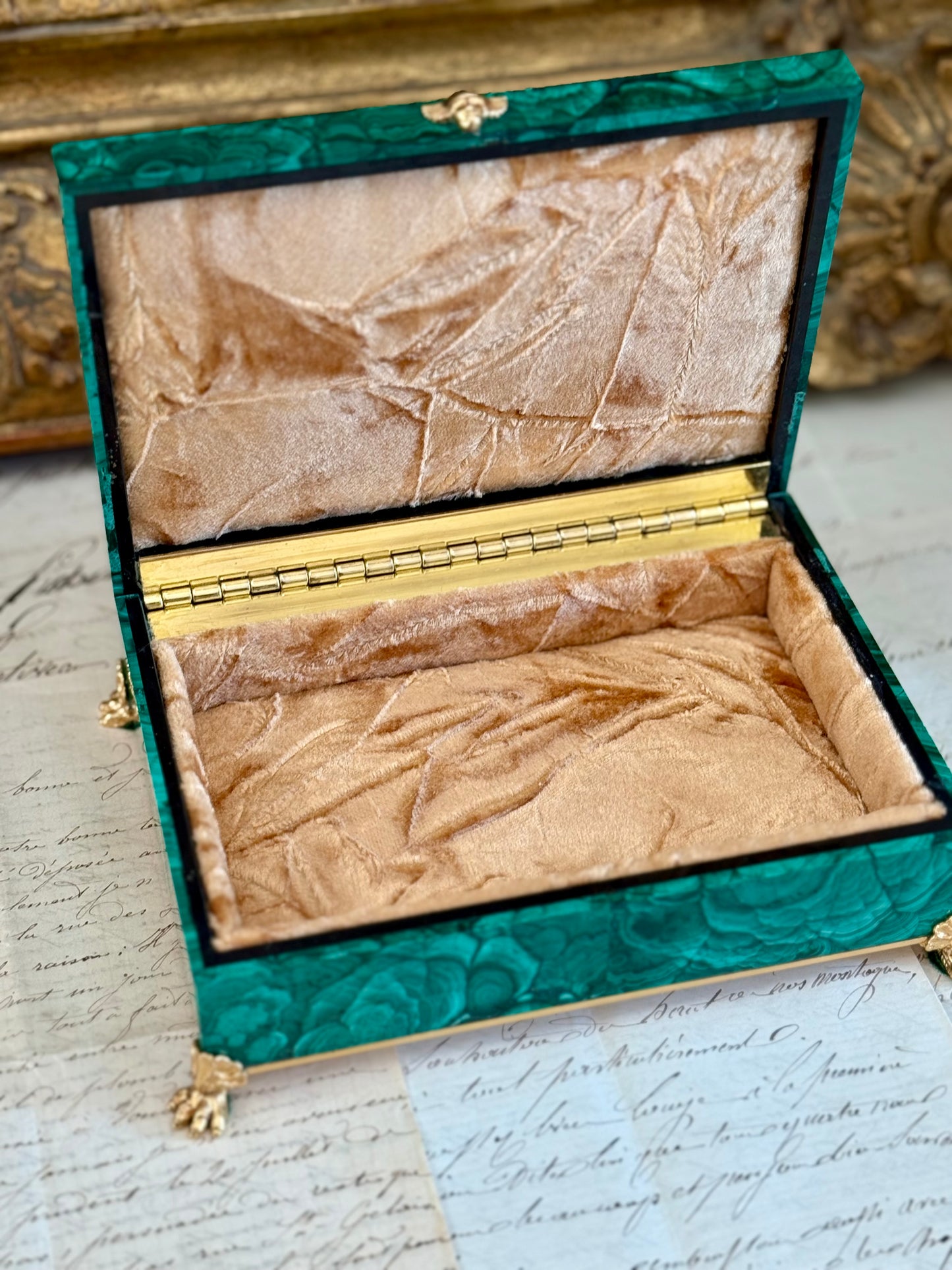 Vintage Malachite & Bronze Box
