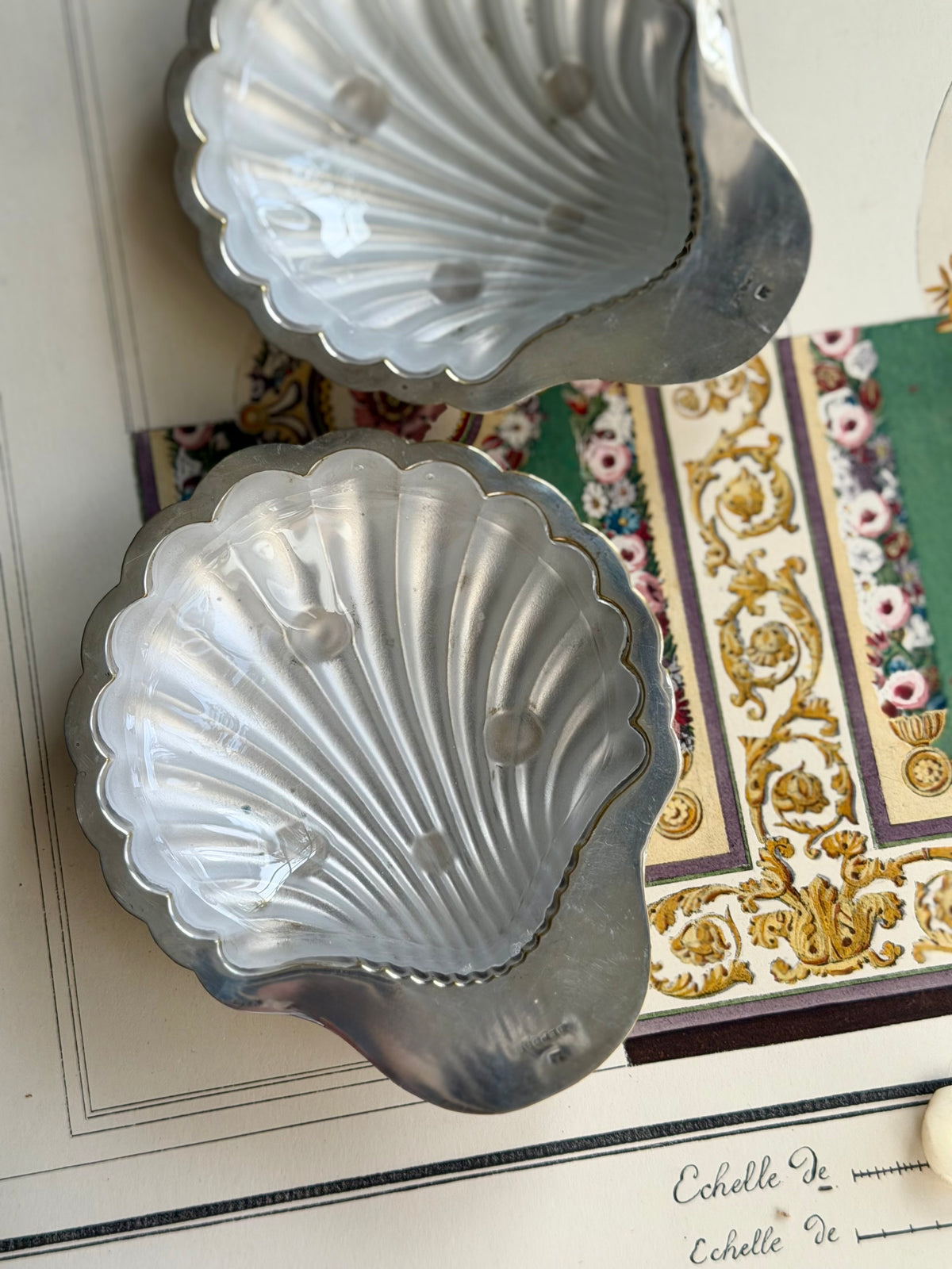 Vintage French Silverplate Shell Dish with Glass Insert (2 Available, Sold Separately)