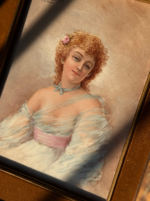 Antique Framed Hand Painted Porcelain Plaque