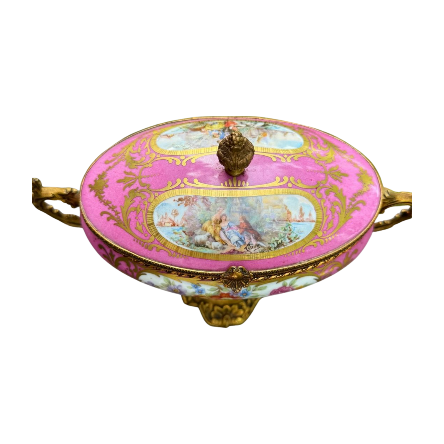 Antique French Sèvres Porcelain & Gilt Bronze Lidded Casket