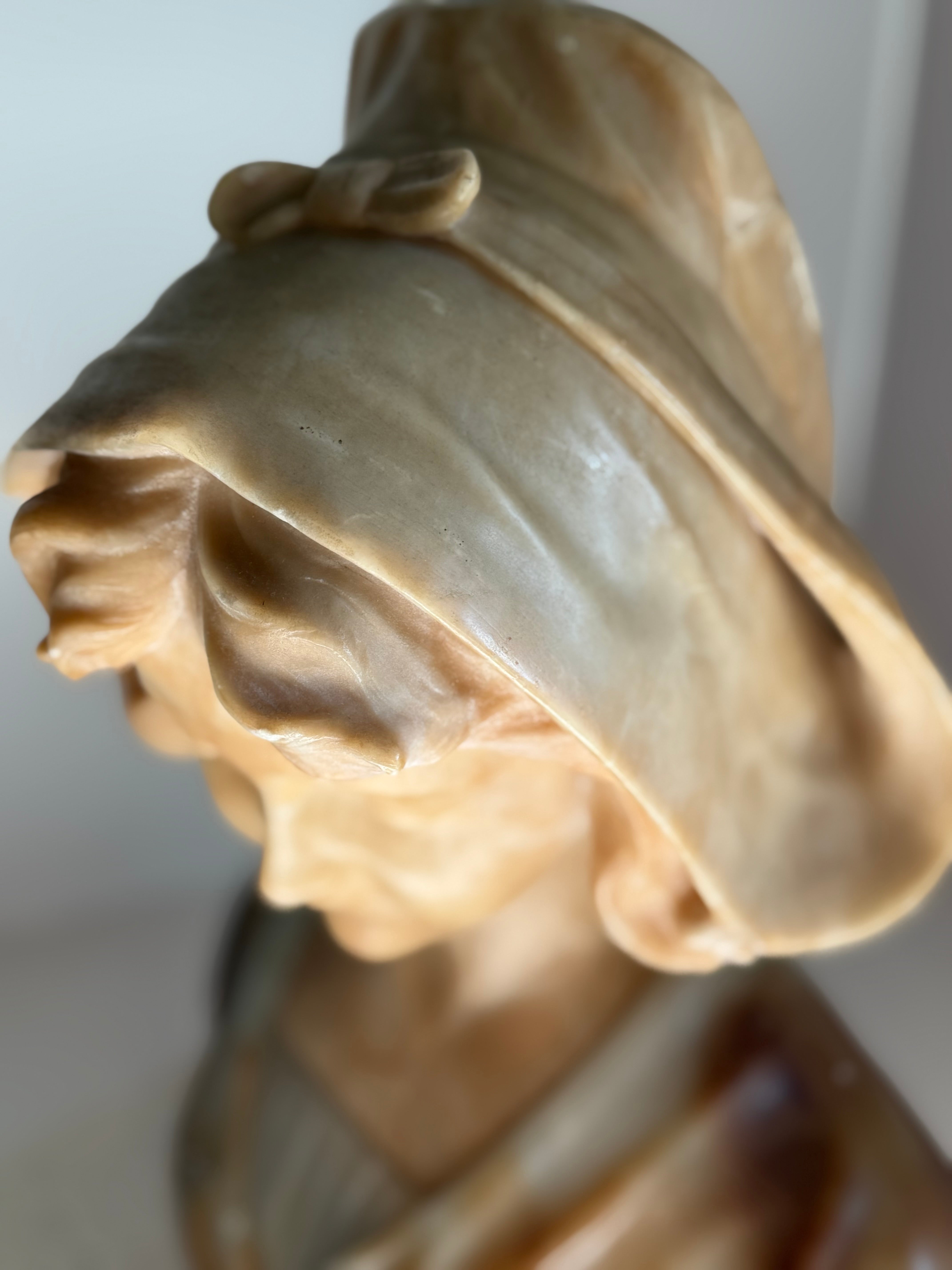 French Alabaster Bust of a Woman