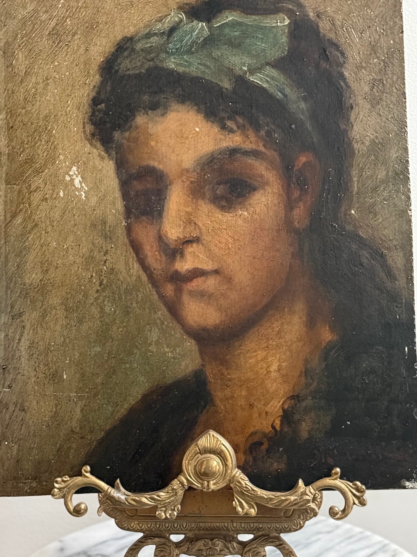 19th Century French Portrait Painting (Oil on Board)