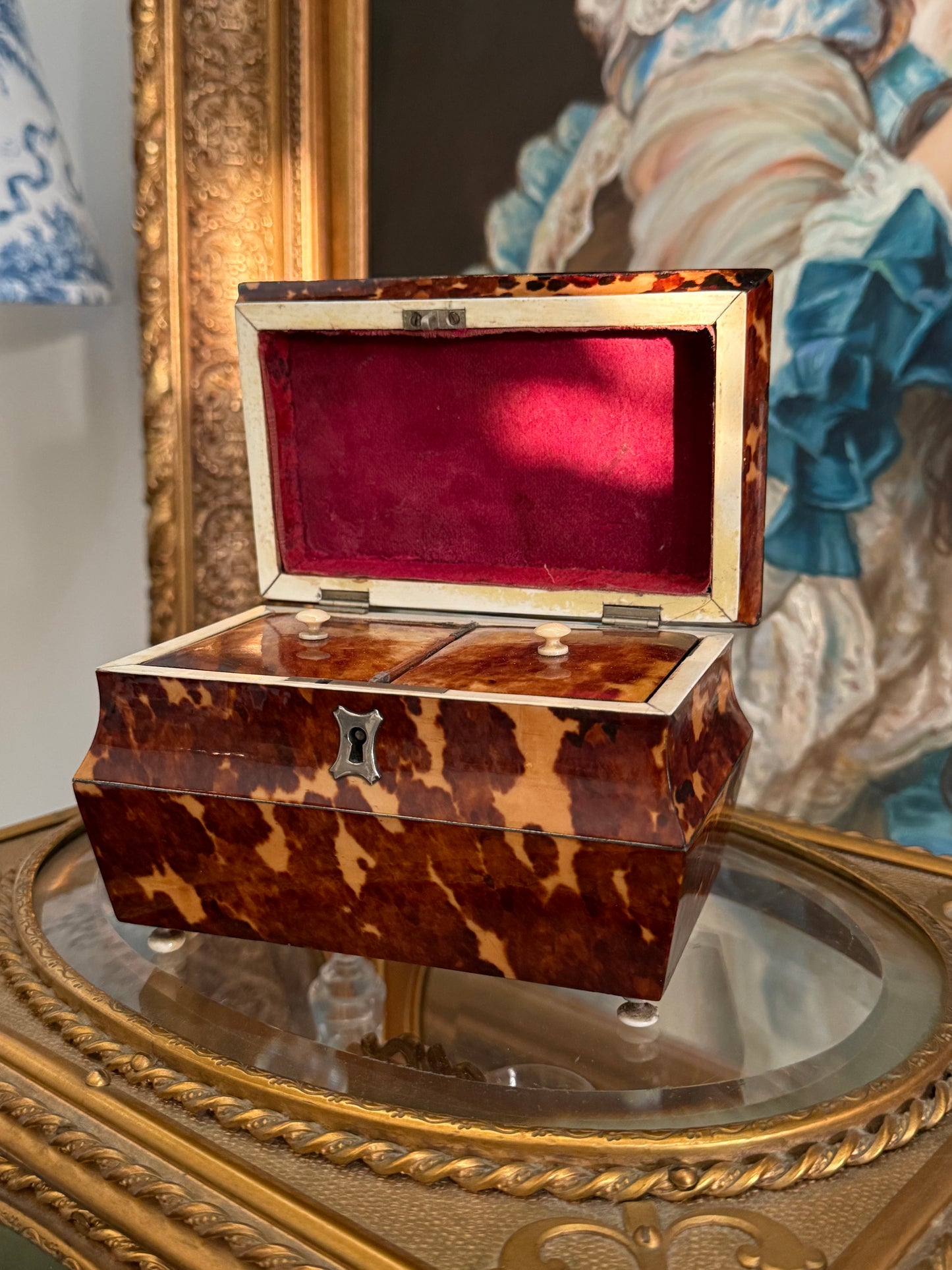 Antique Tortoise Tea Caddy