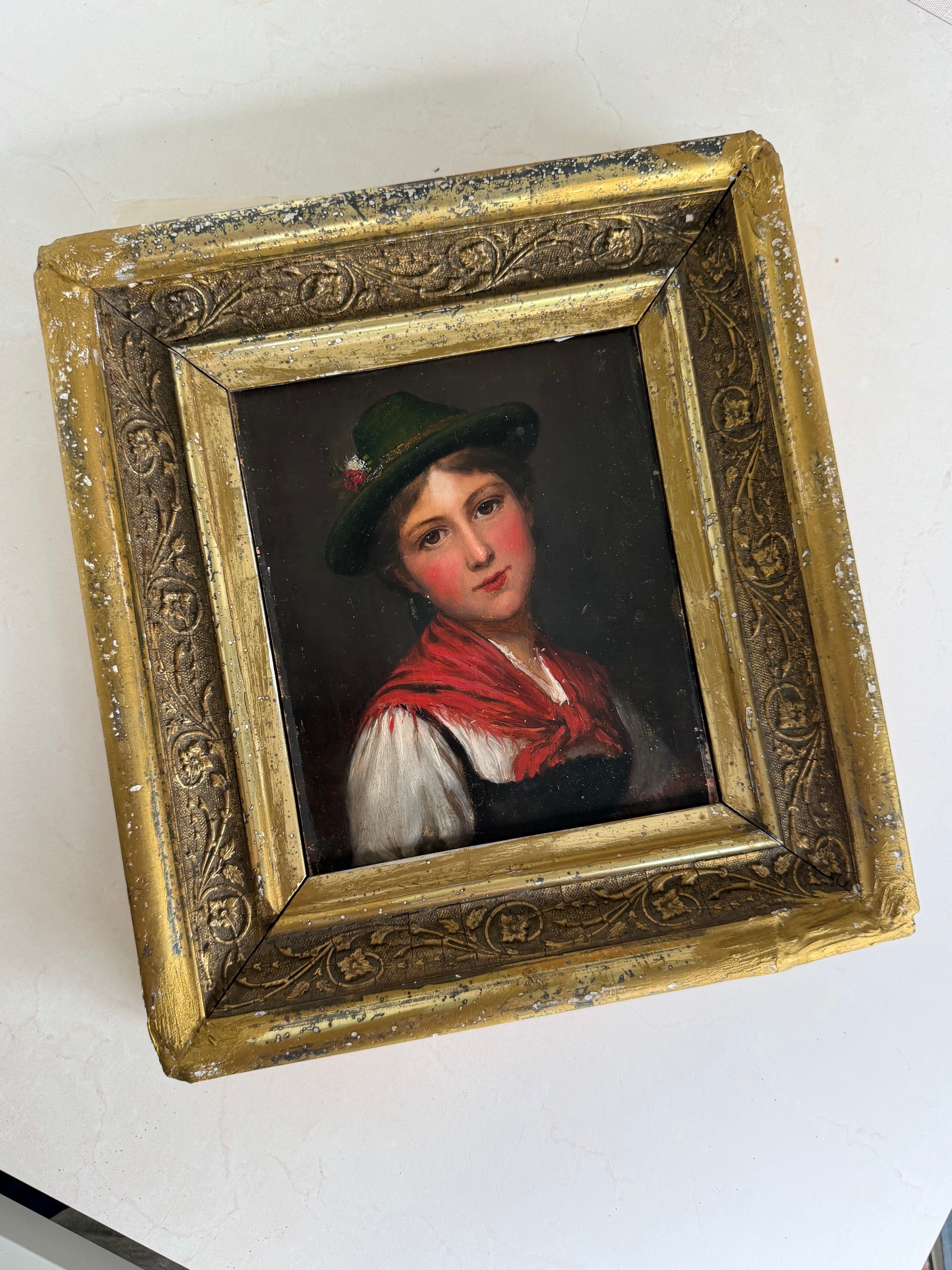 Antique Portrait of a Young Woman in Tyrolean Dress