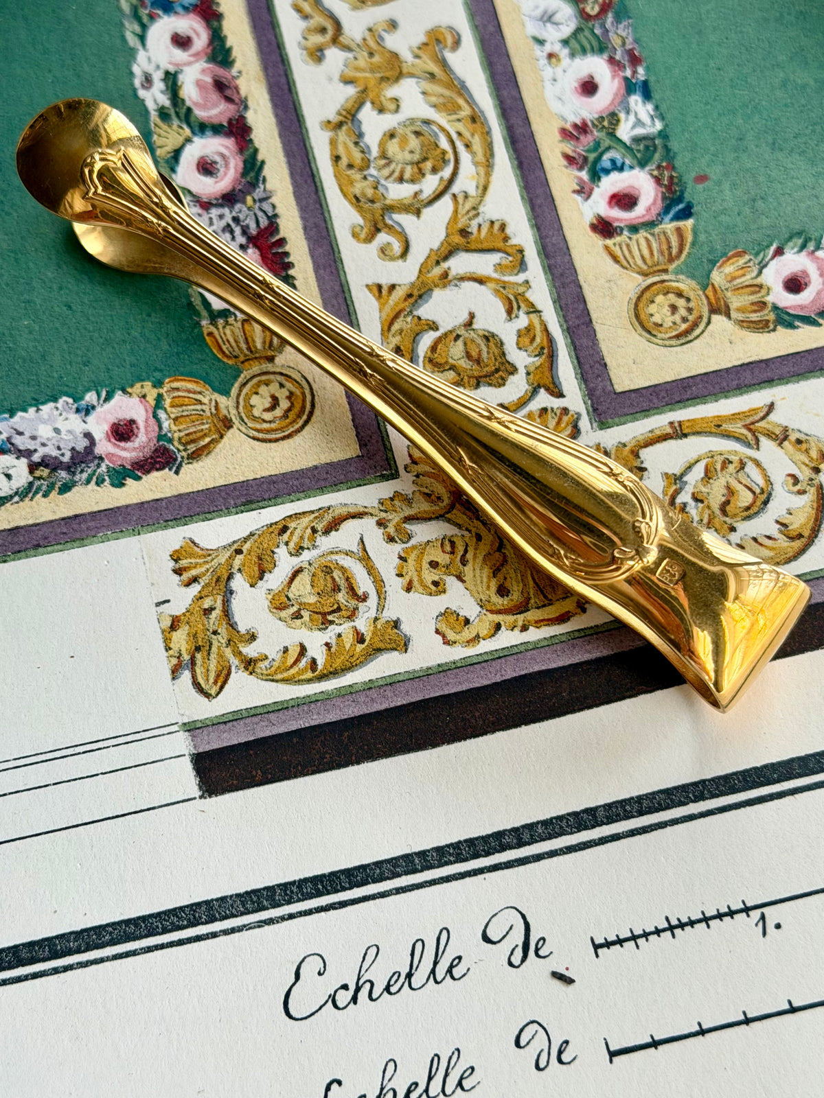 Christofle Gilt Sugar Tongs in Original Box
