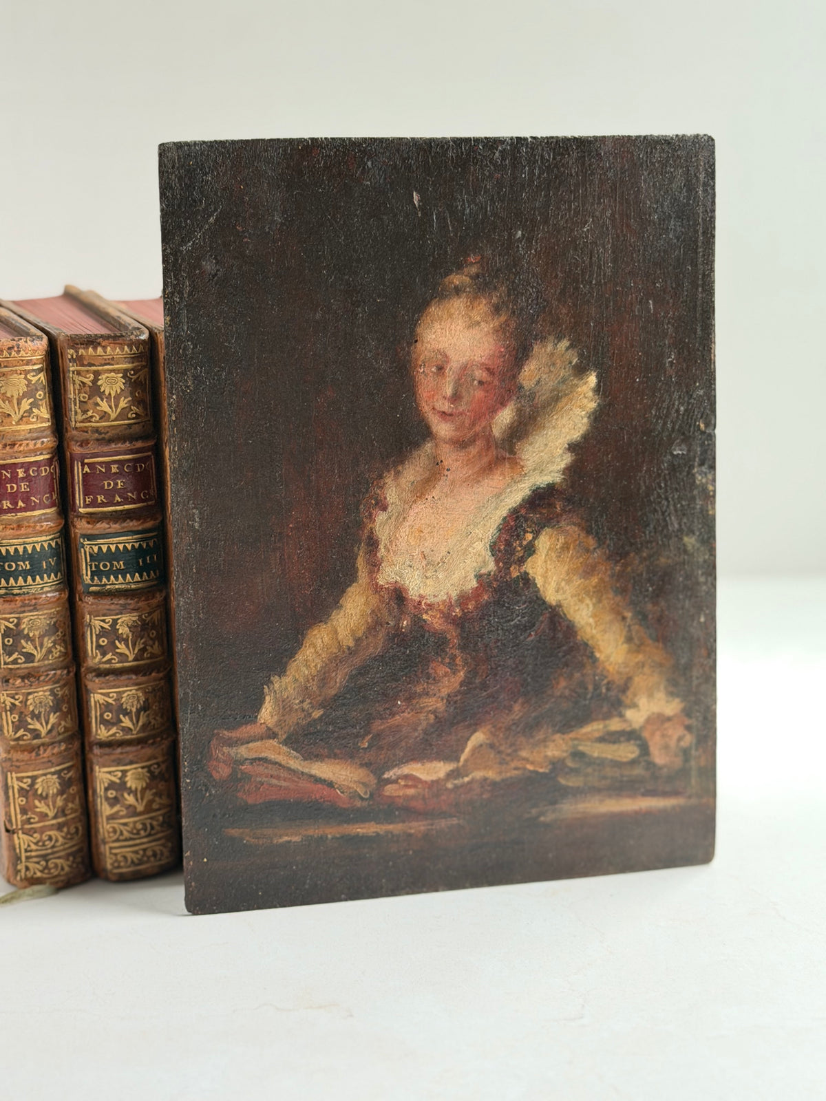 Antique Oil on Board Portrait of Lady