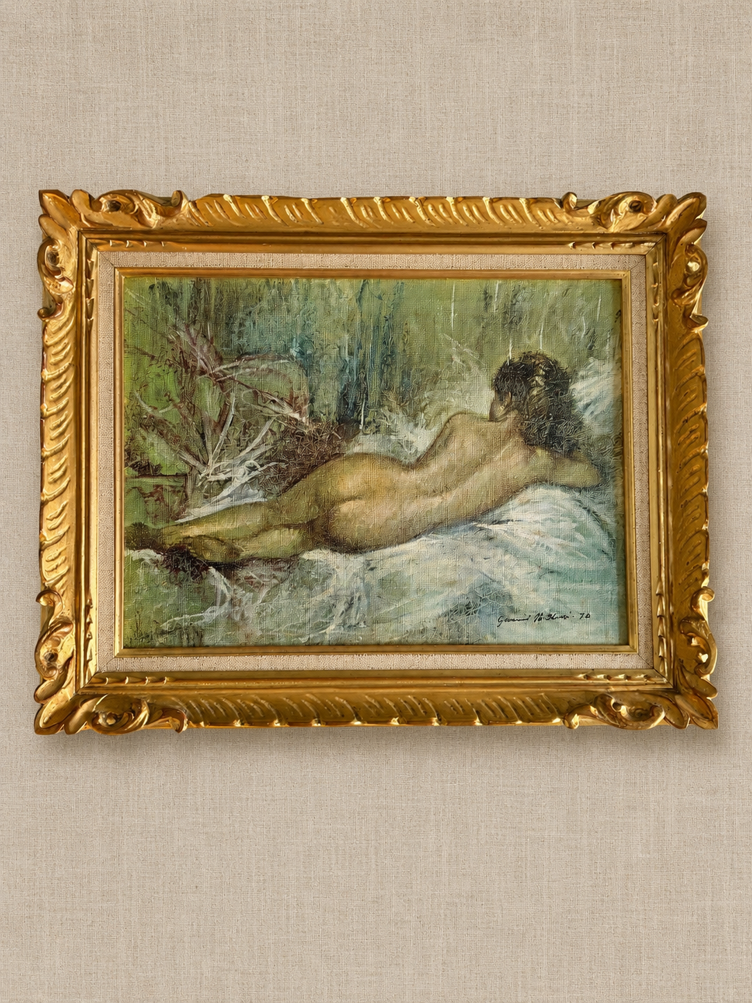 Vintage Framed Reclining Nude Print in Ornate Gold Frame – Paris Find