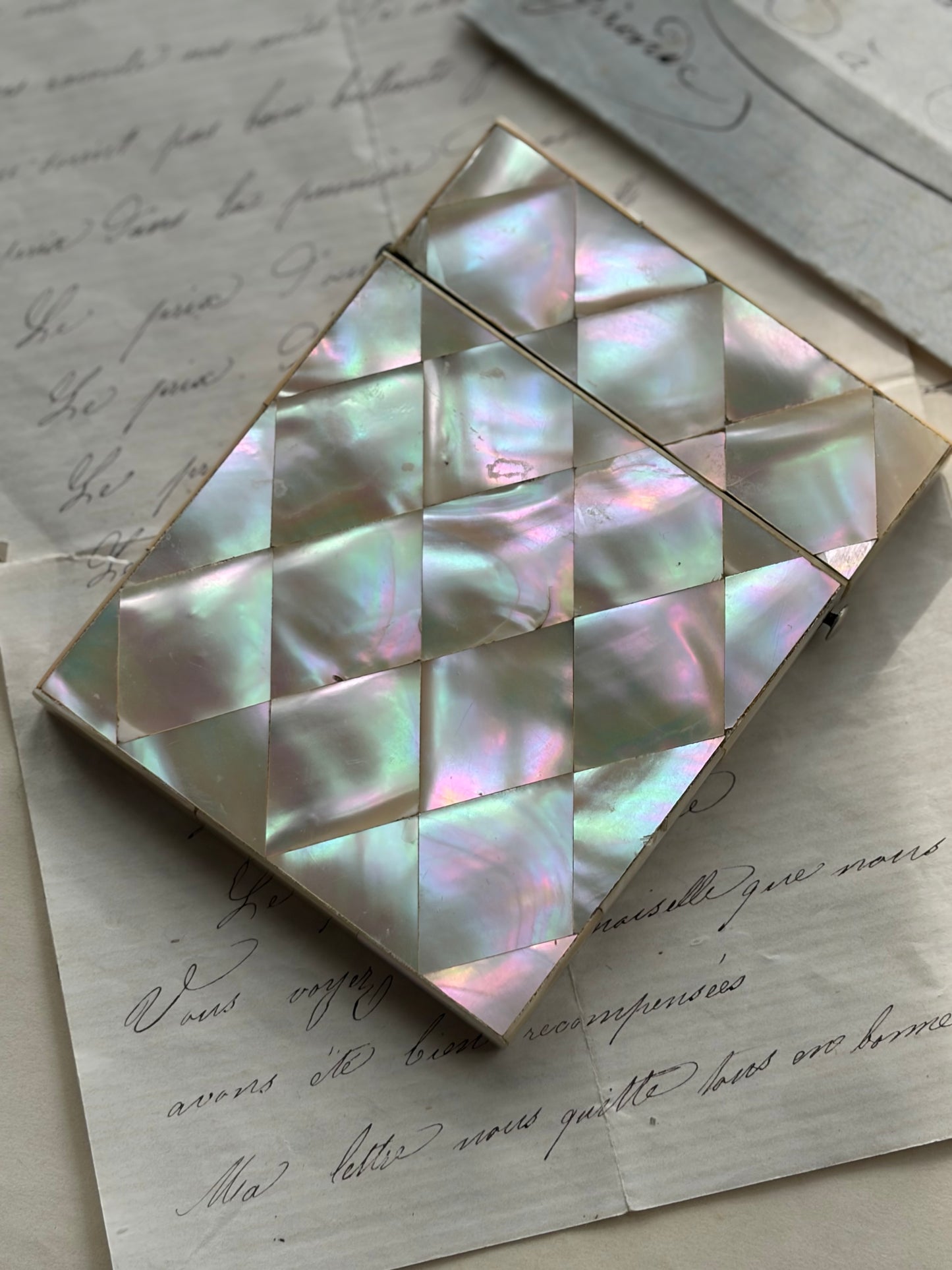 Antique French Mother of Pearl Calling Card Case