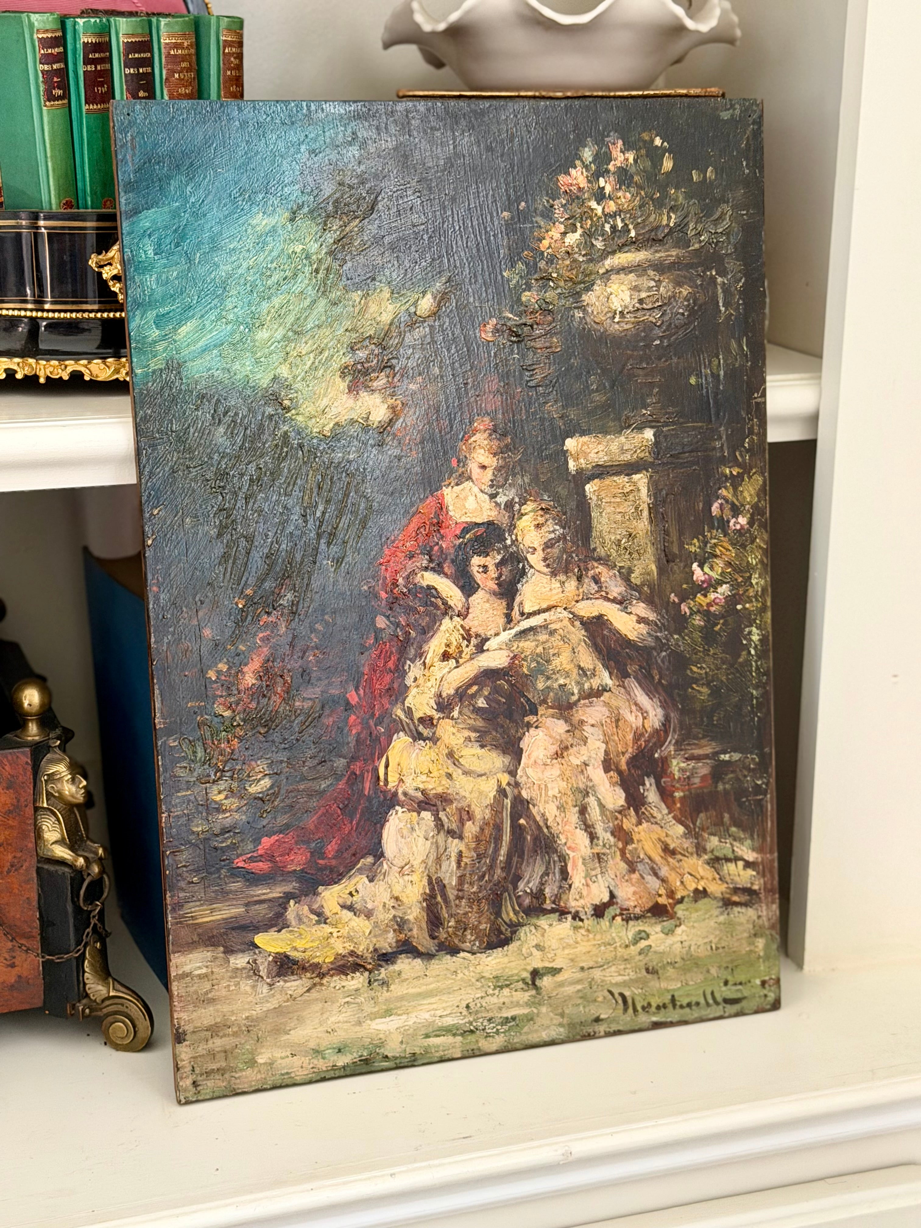 Antique French Oil Painting, Attributed to Henri Rolland, in the Manner of Monticelli