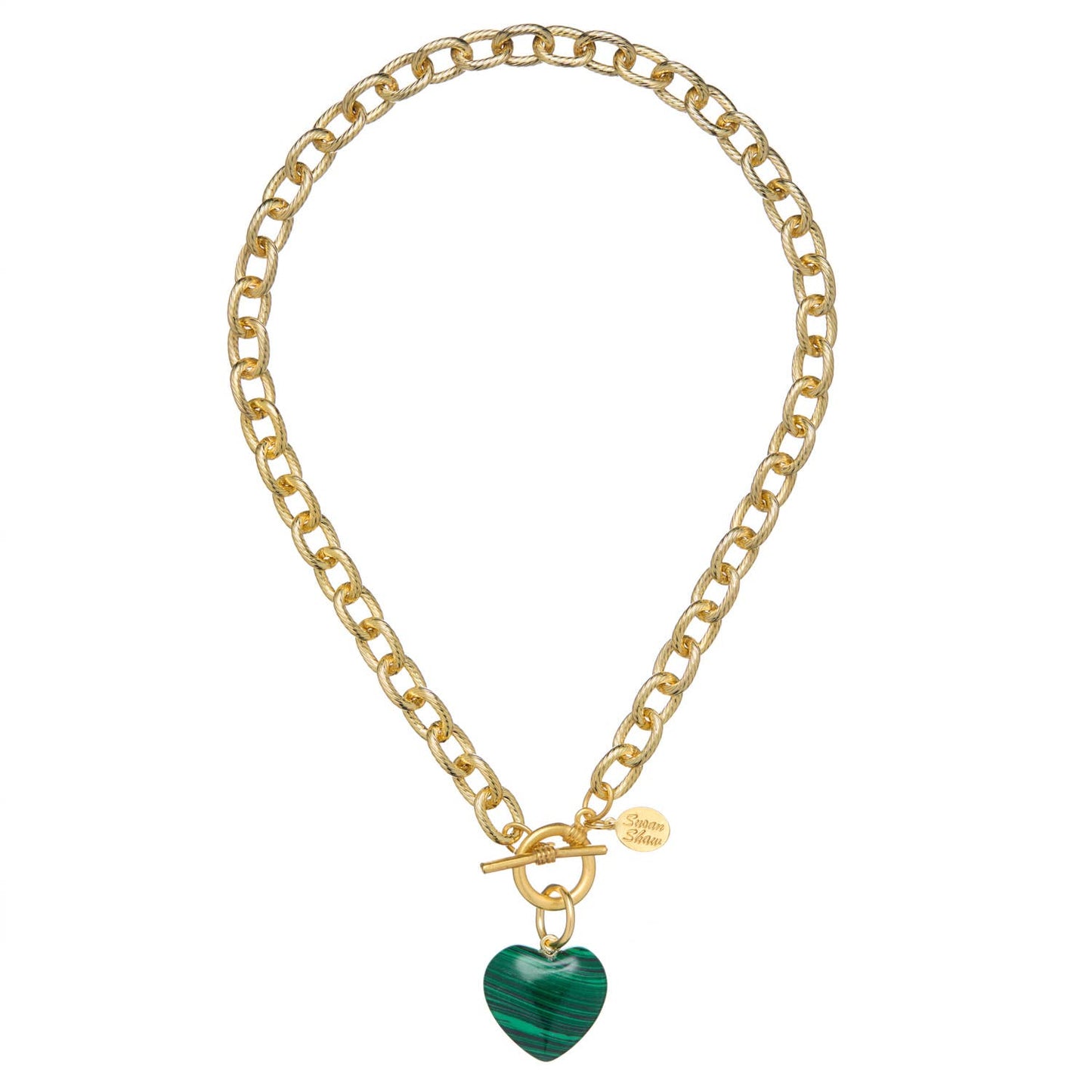 Stone Heart Toggle Necklace: Green Jade