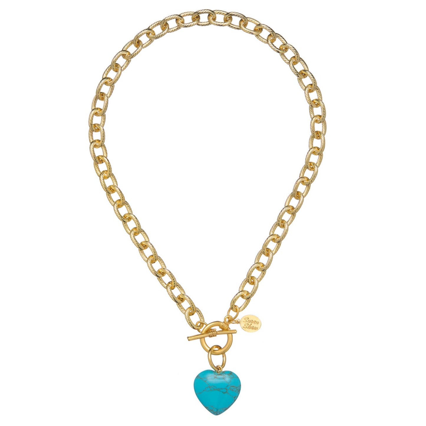 Stone Heart Toggle Necklace: White Turquoise
