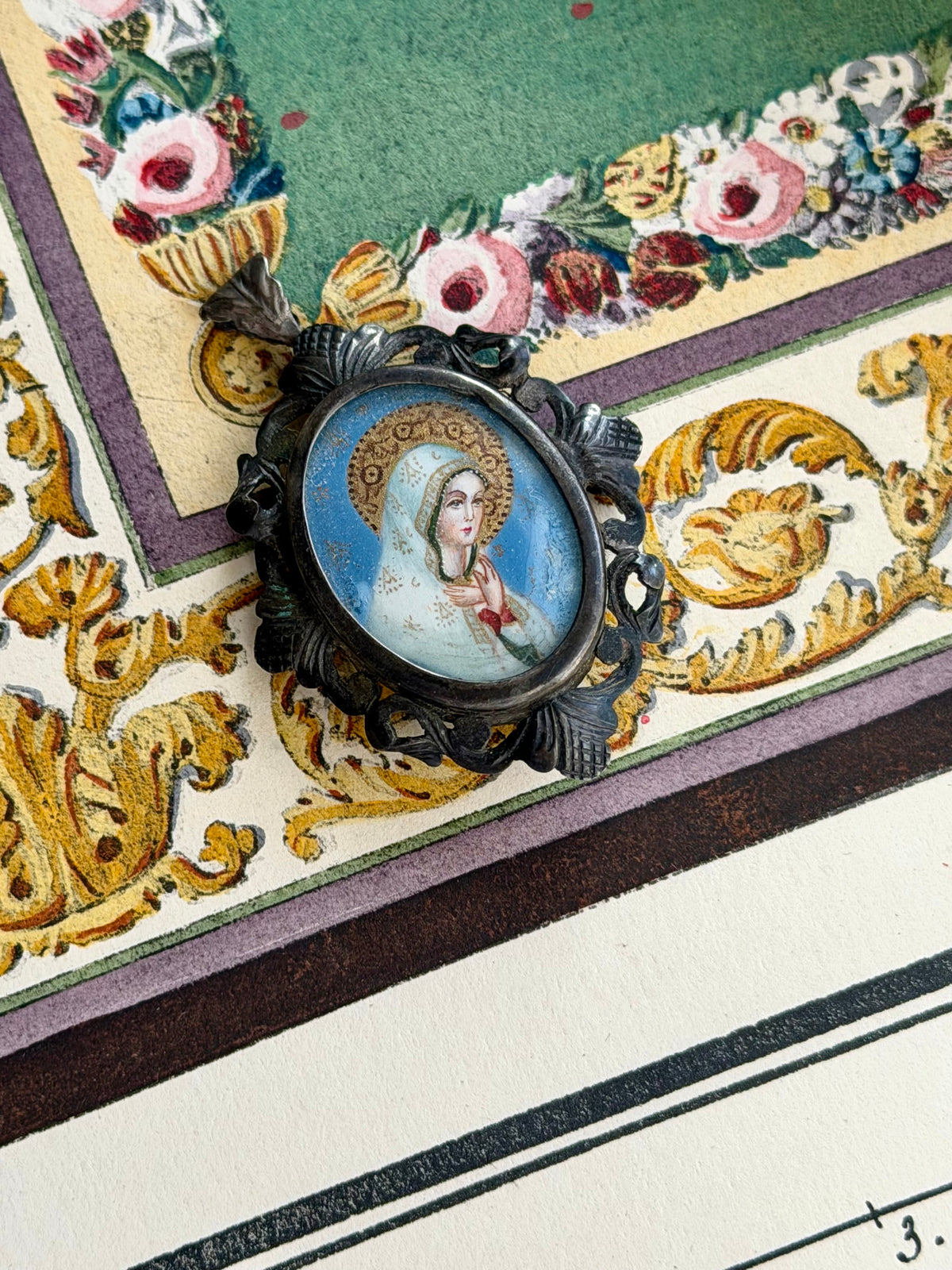 Antique Madonna Portrait Pendant in 800 Silver, Sourced in France