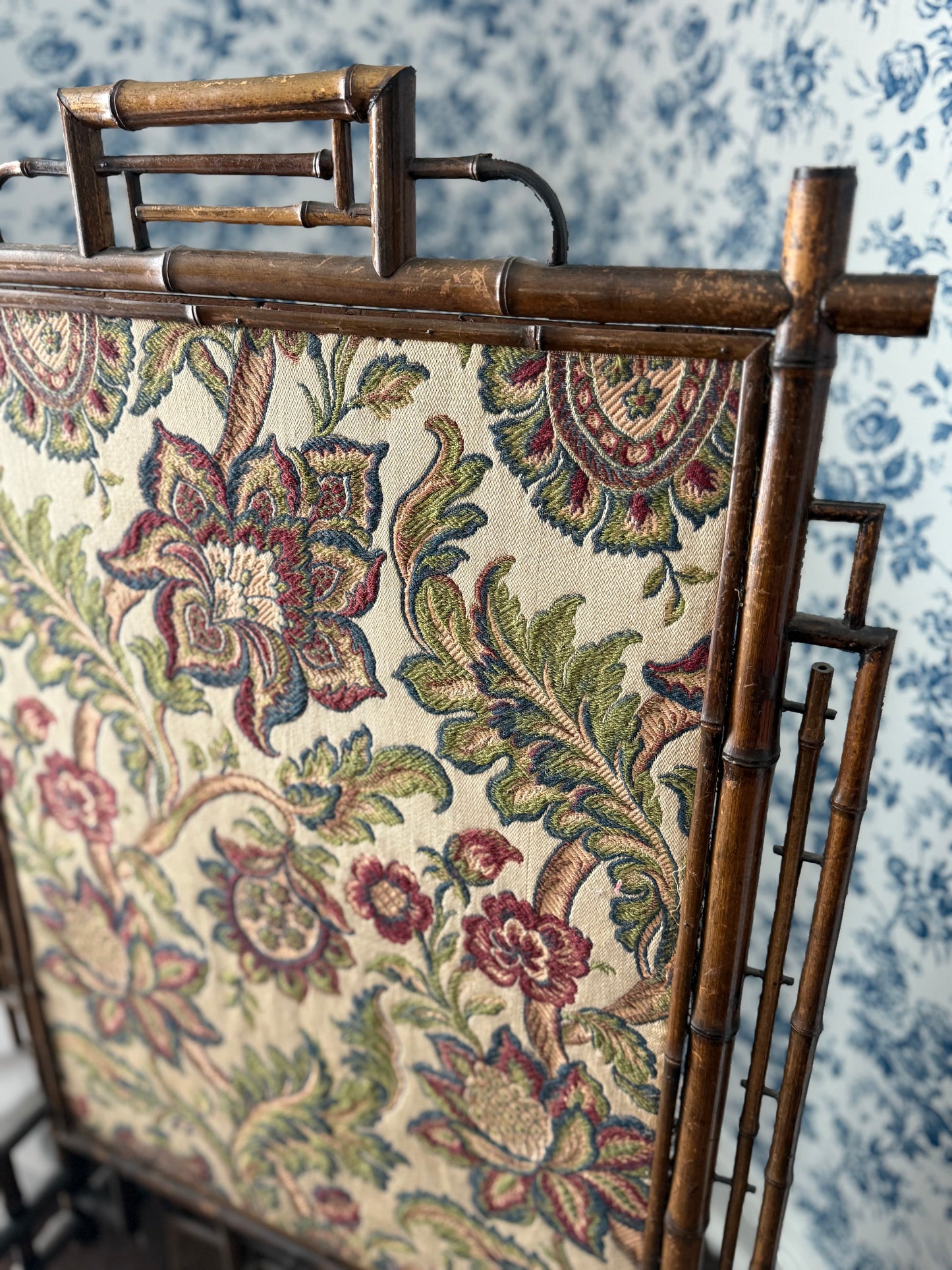 Antique French Bamboo Fire Screen