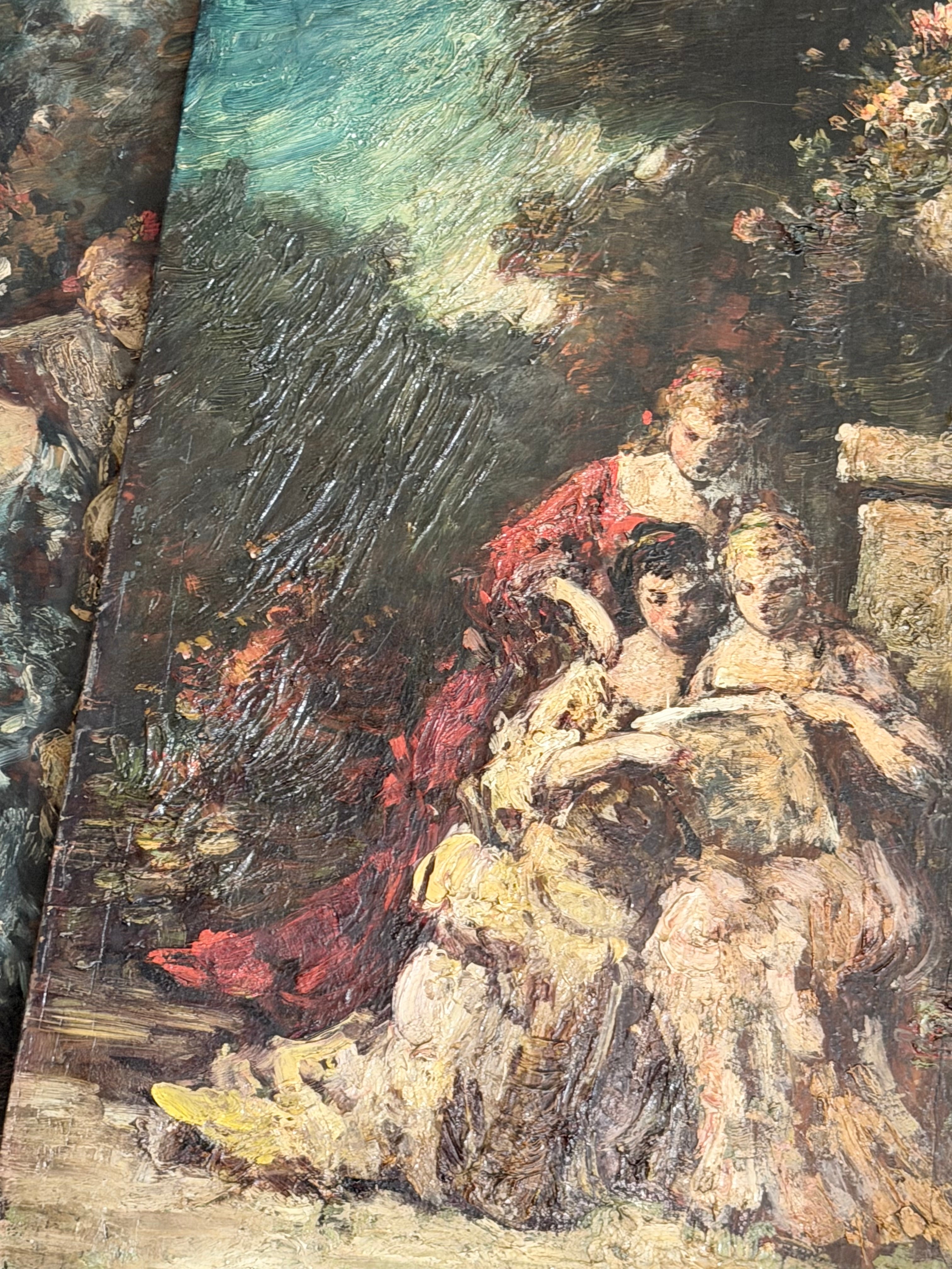 Antique French Oil Painting, Attributed to Henri Rolland, in the Manner of Monticelli
