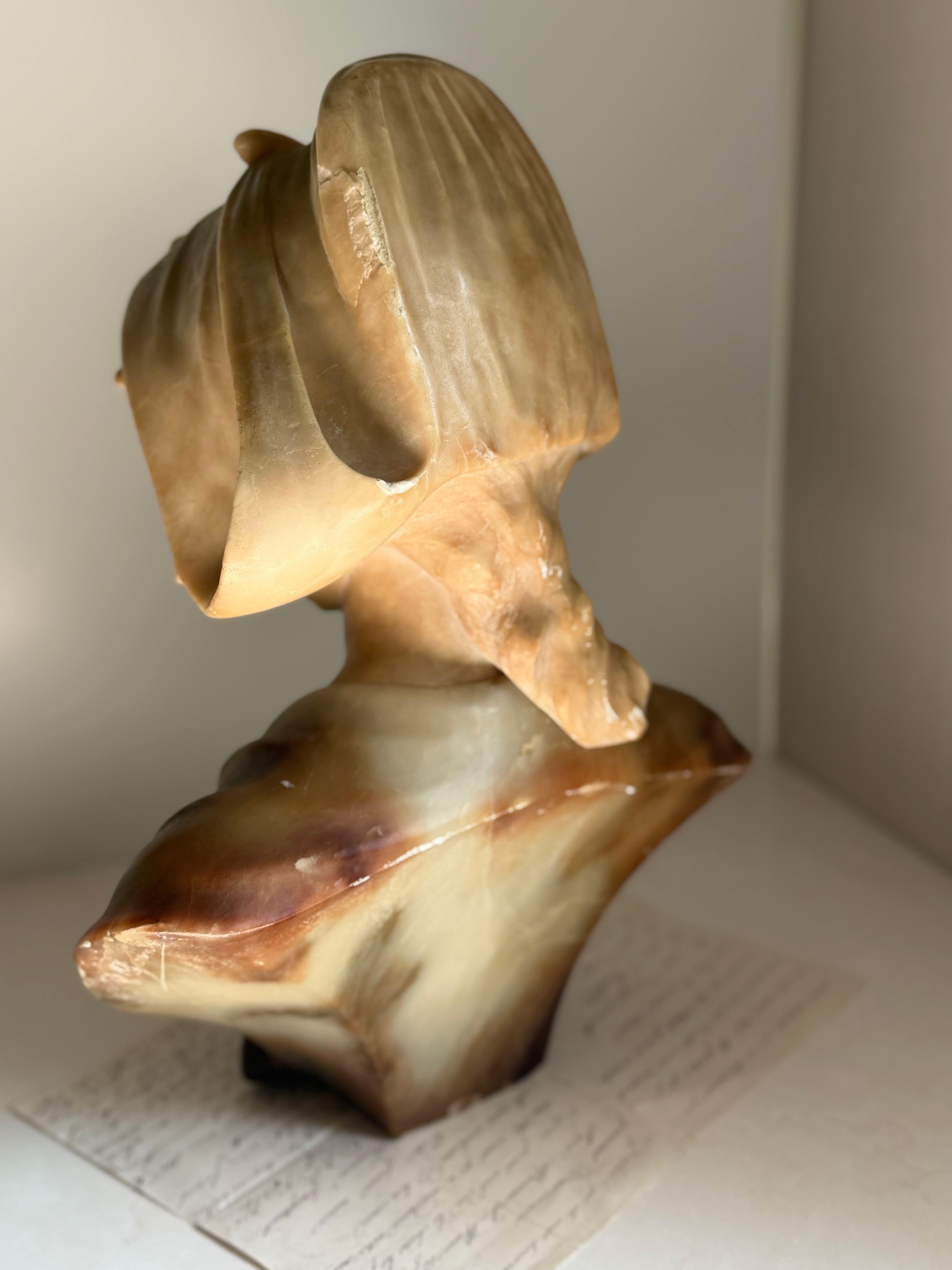 French Alabaster Bust of a Woman