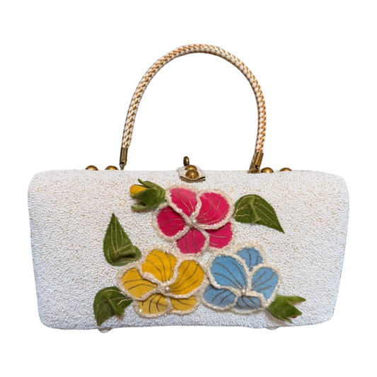 Vintage Wicker & Beaded Handbag