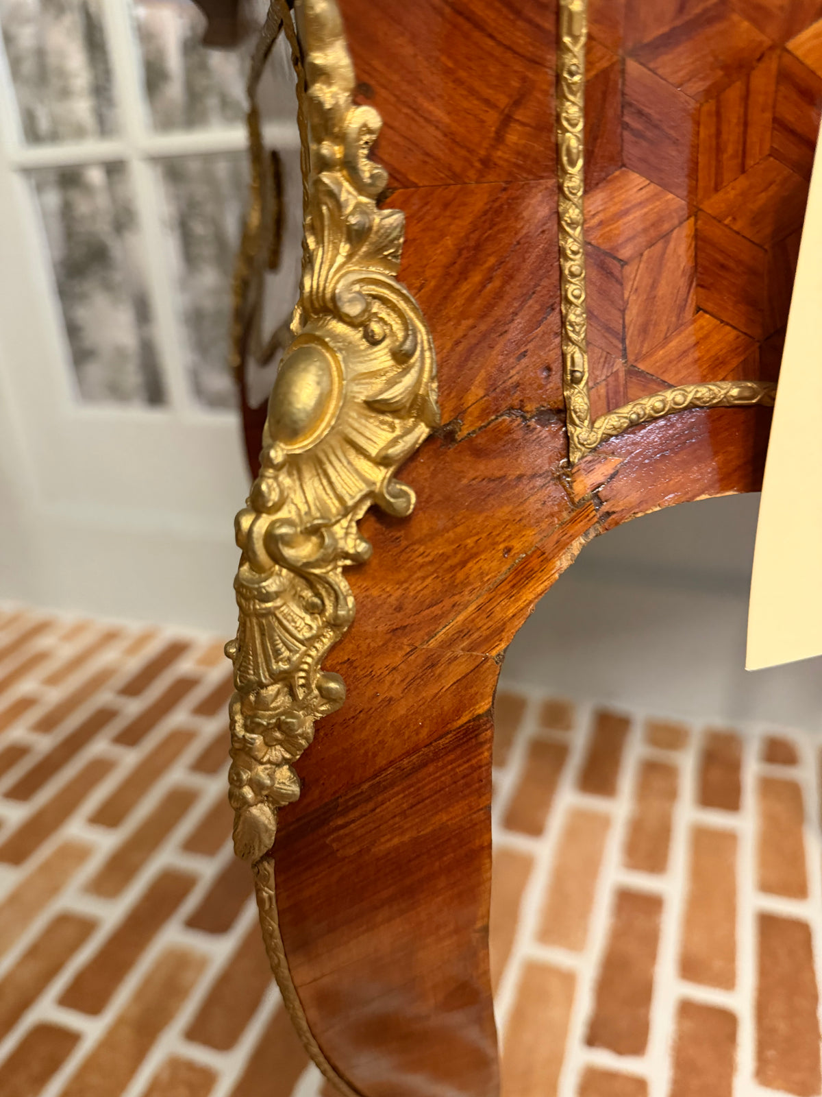 Antique French Kingwood Parquetry Dressing Table with Concealed Mirror | Circa 1870