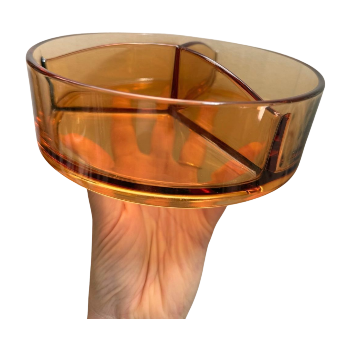 Vintage Brass & Amber Glass Candle Vessel