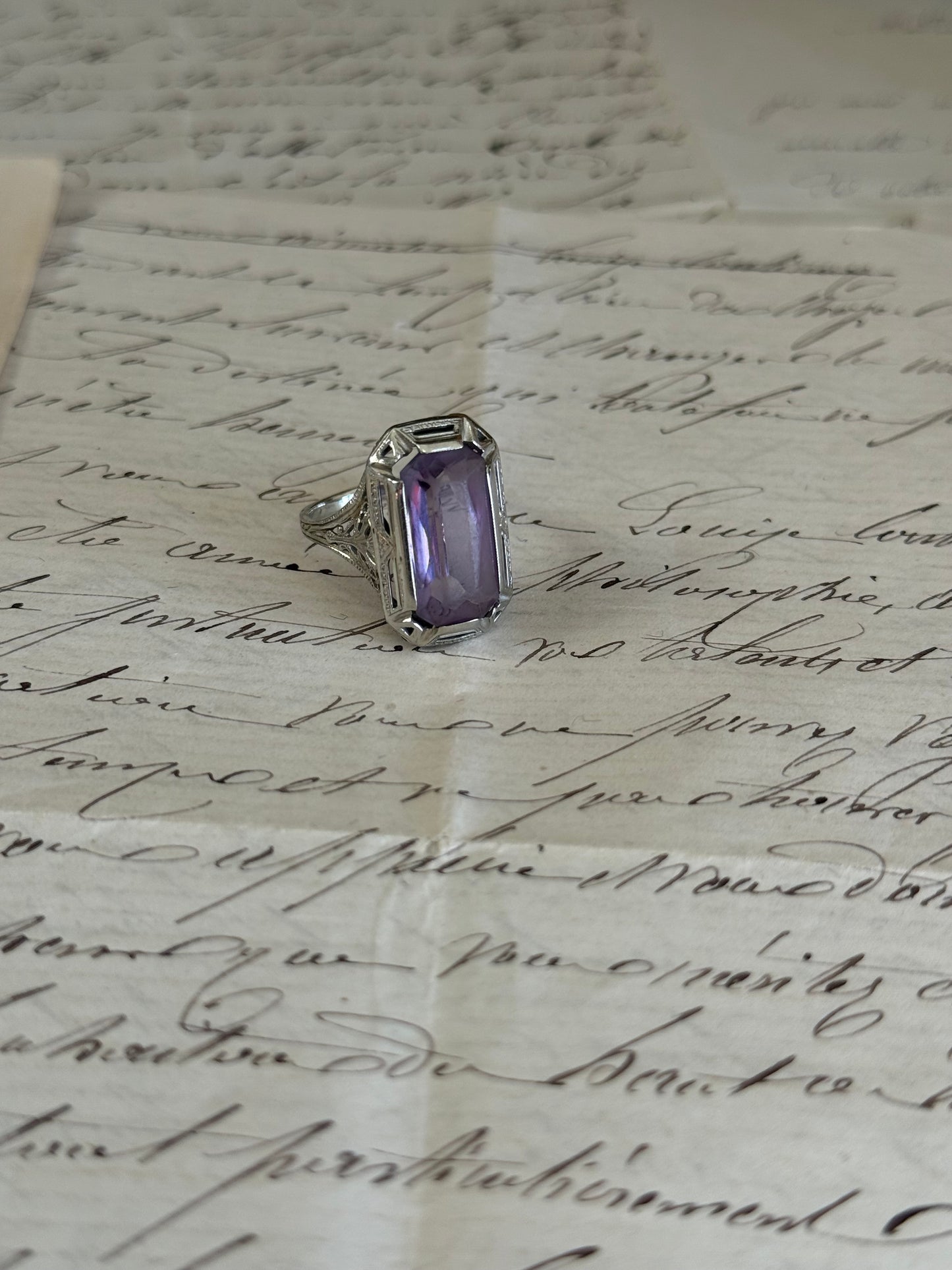 18k Gold Amethyst Vintage Ring
