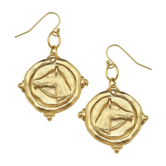 Gold Horse Head Earrings