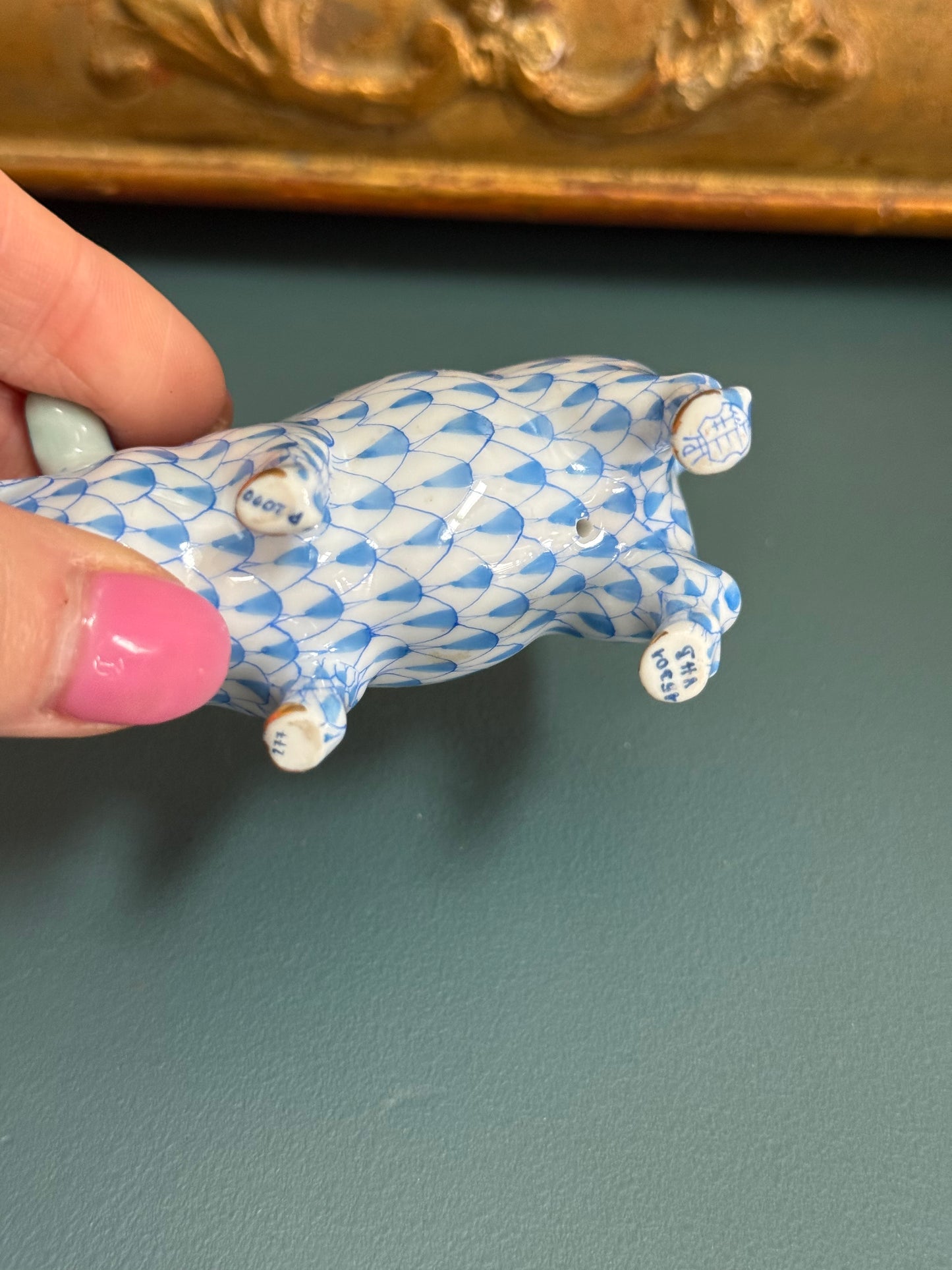 Herend Hungary Hand-Painted Porcelain Pig