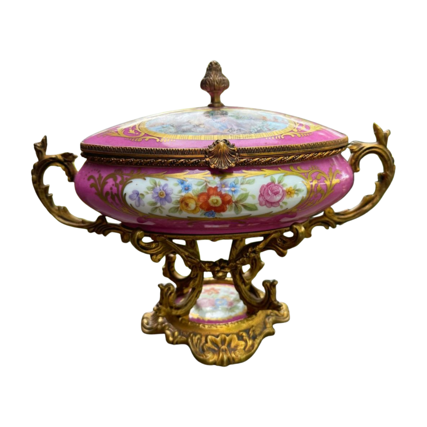 Antique French Sèvres Porcelain & Gilt Bronze Lidded Casket