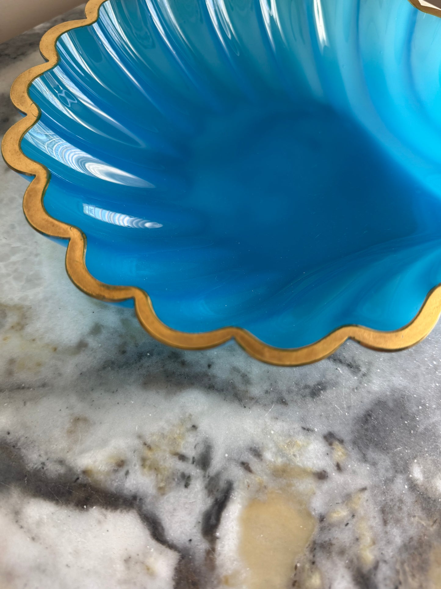 Blue Italian Opaline Shell Dish