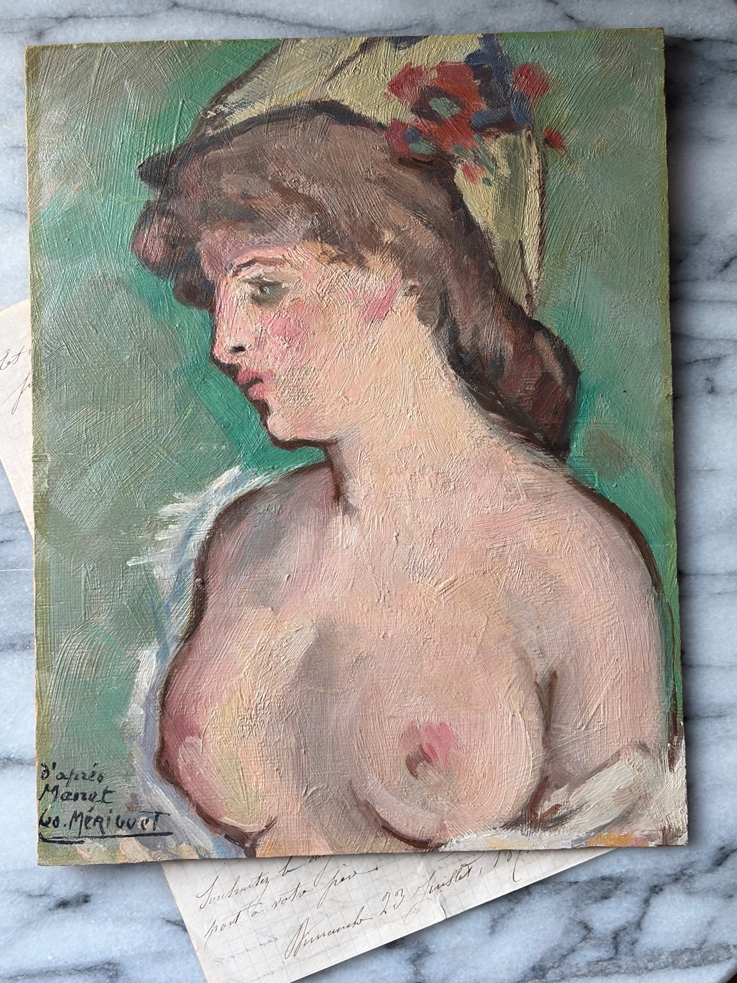 Vintage French Figural Study, Signed