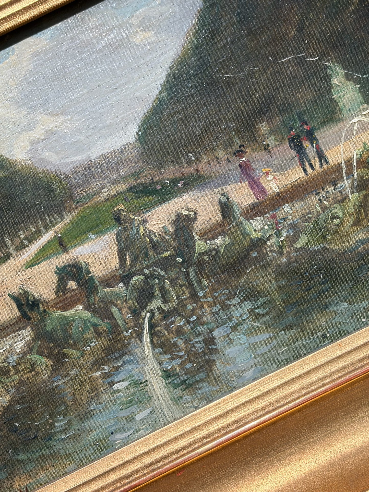 French Oil Painting — “Apollo’s Chariot,” The Bassin d’Apollon at Versailles, Signed Roger Martin