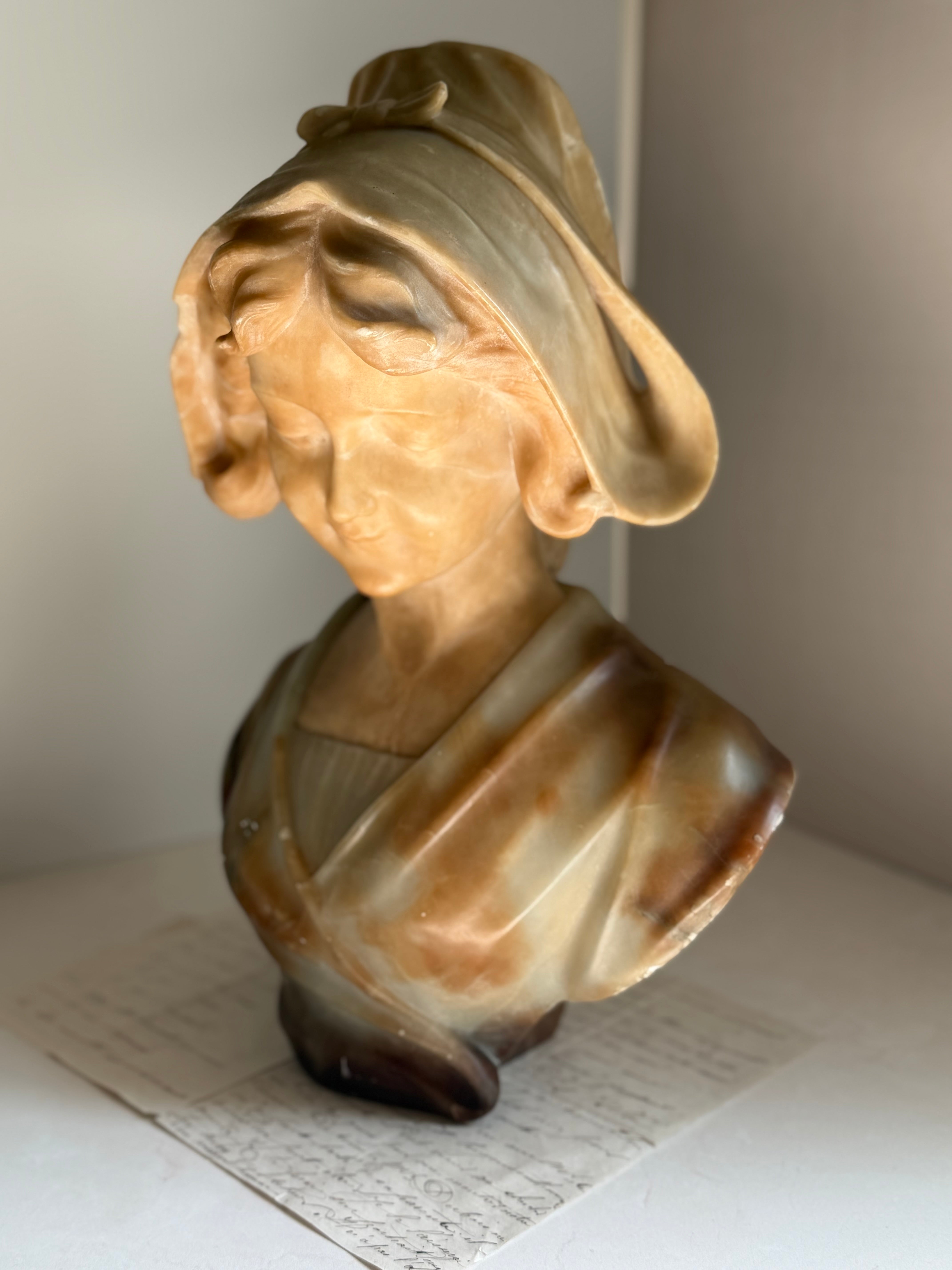 French Alabaster Bust of a Woman