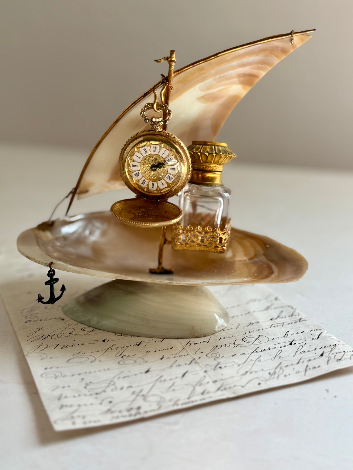 19th-Century French Palais Royal Sailboat Perfume Casket
