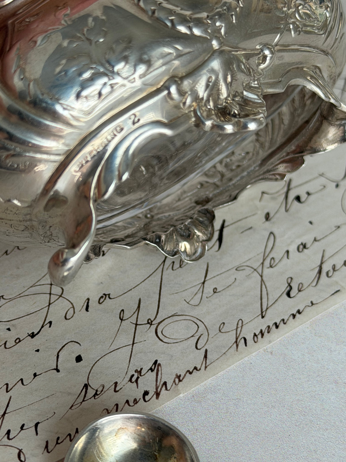 Antique Sterling Silver & Crystal Salt Cellar with Spoon (priced individually)