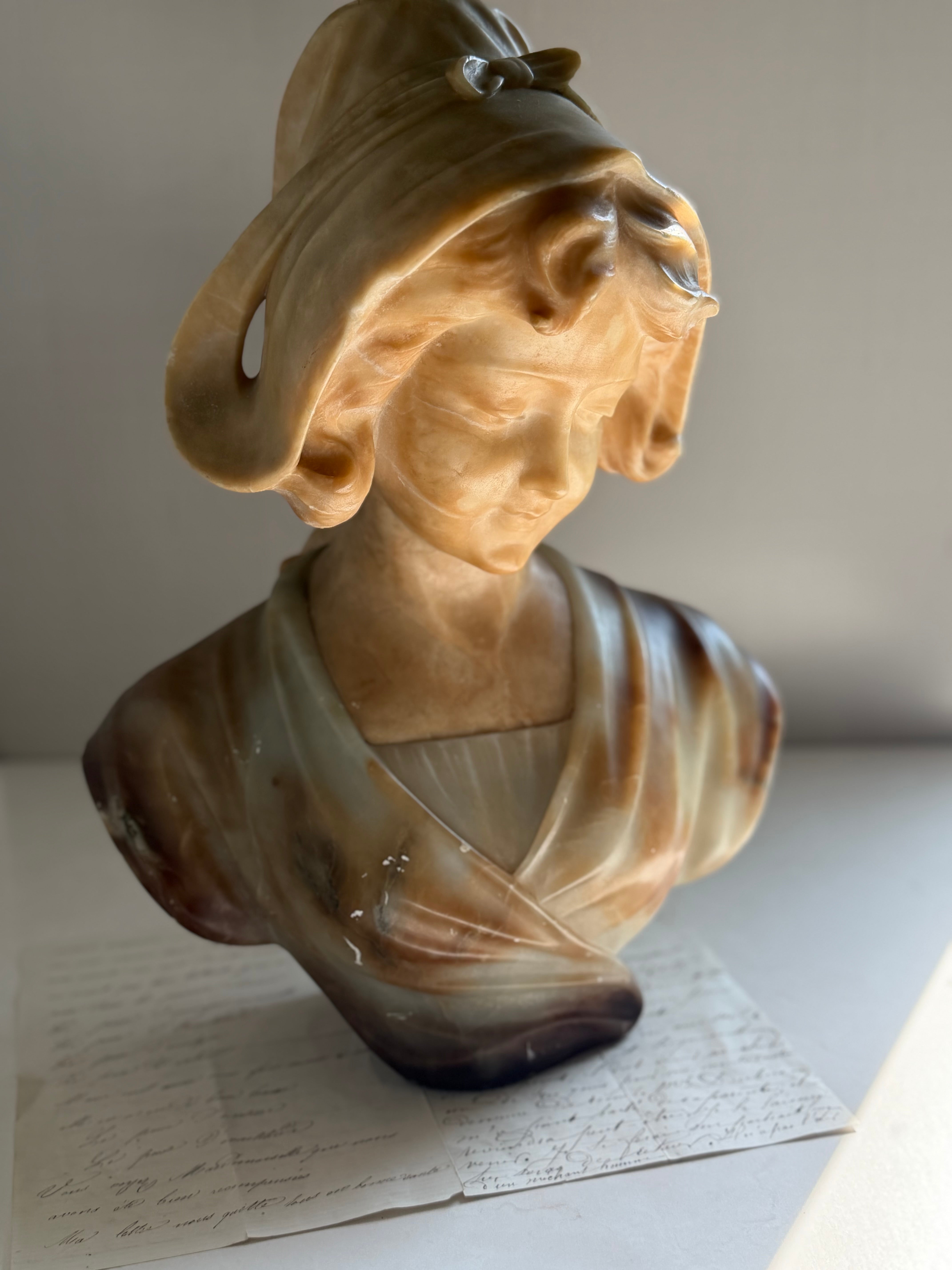 French Alabaster Bust of a Woman