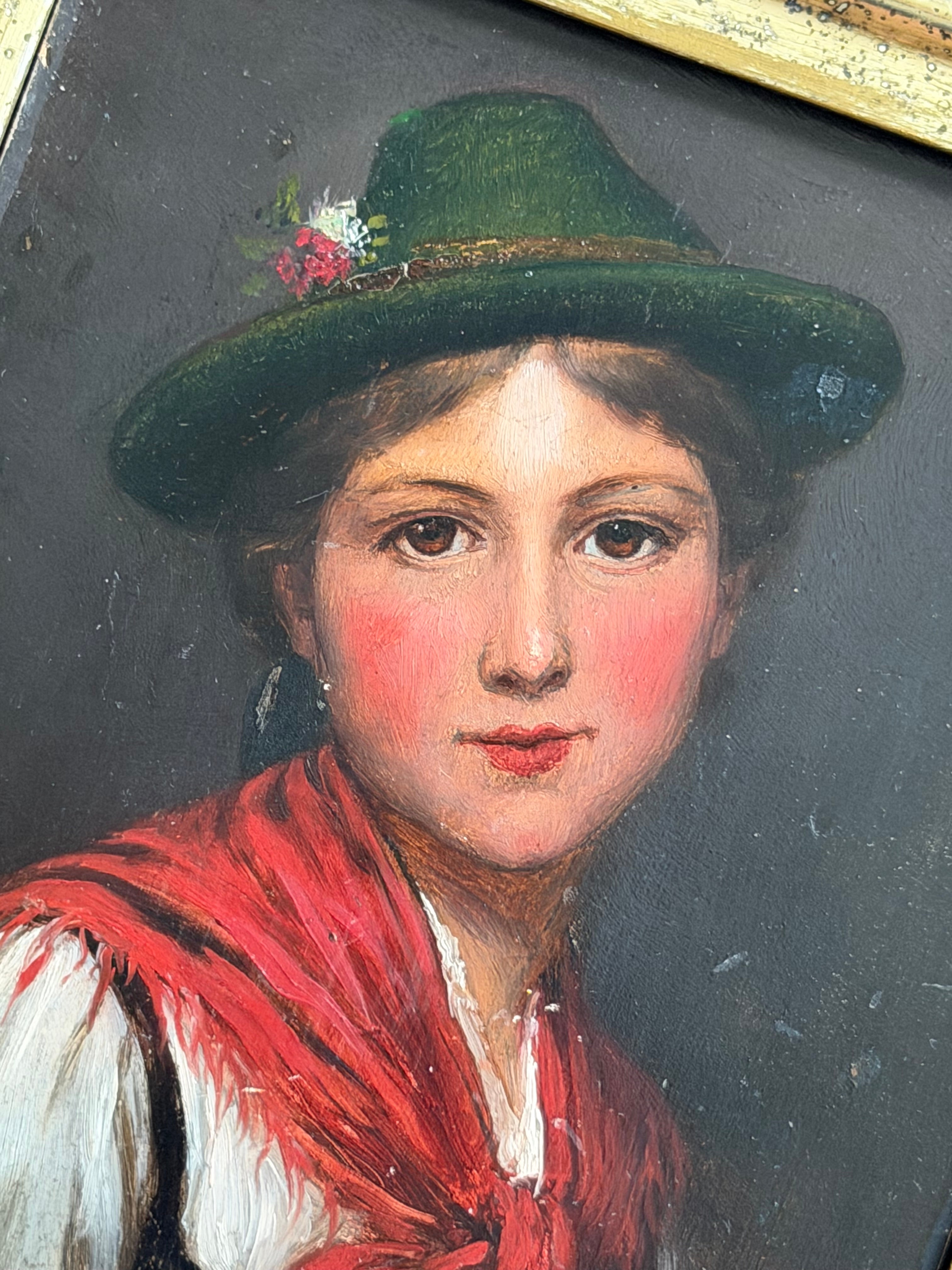 Antique Portrait of a Young Woman in Tyrolean Dress