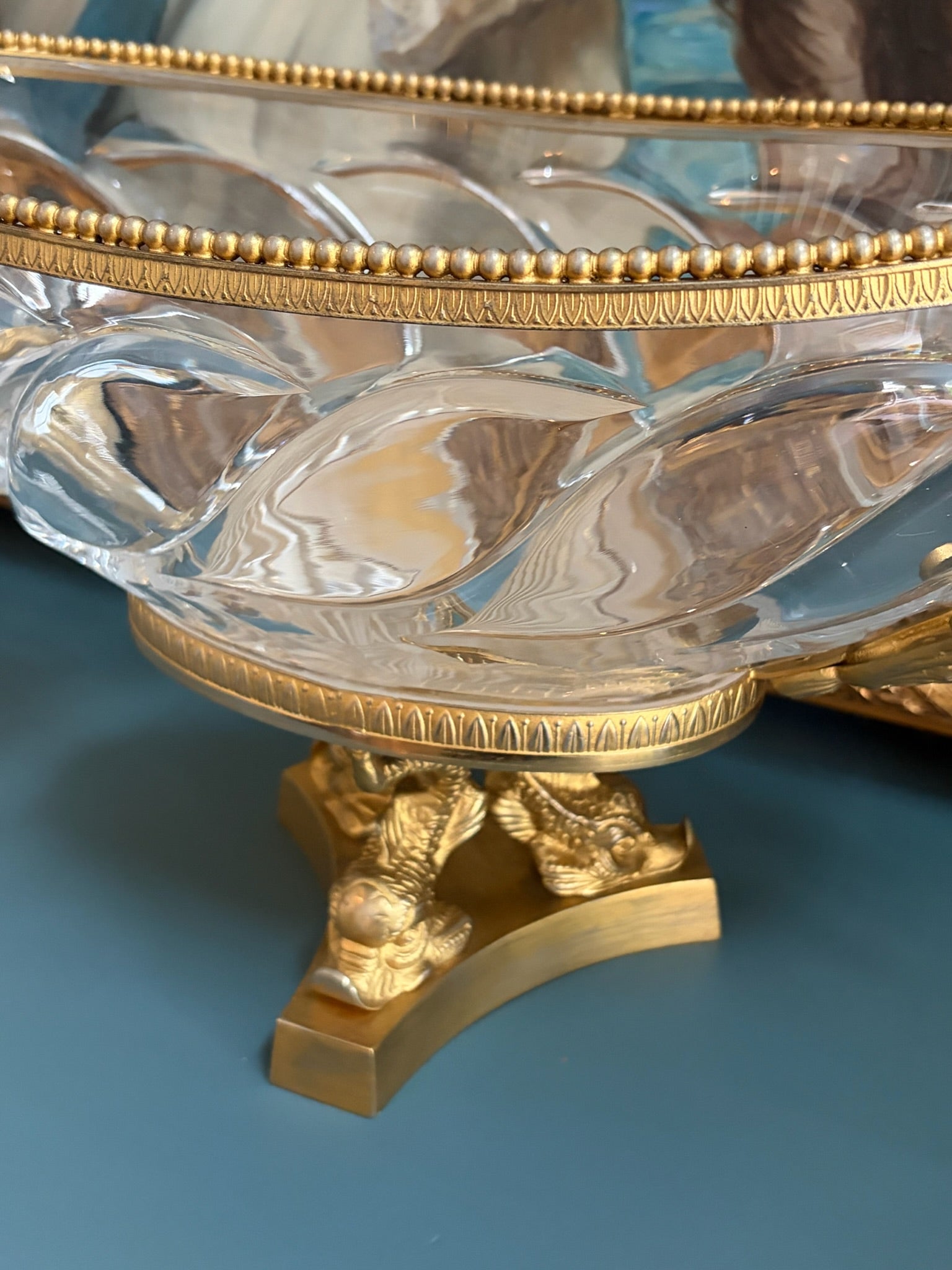 Large French Cristal Frères Swan Centerpiece Bowl