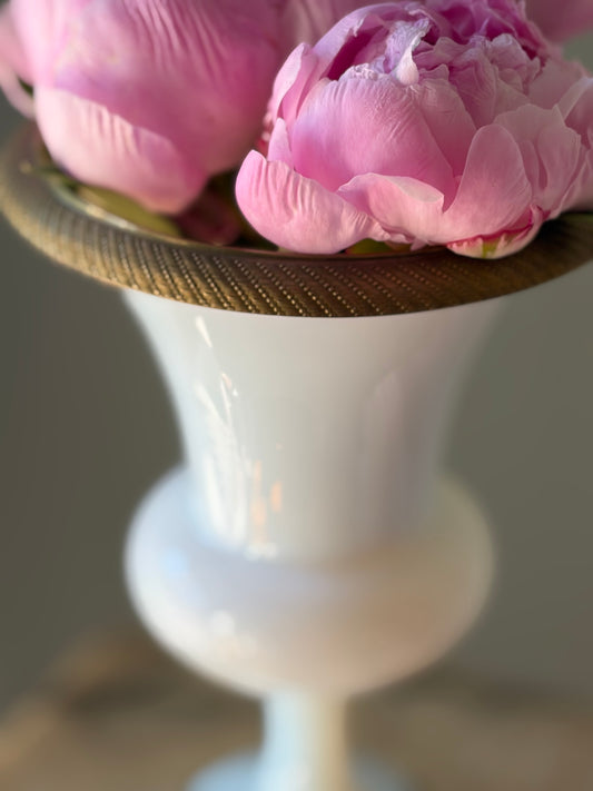 White Opaline Vase with Gilt Bronze