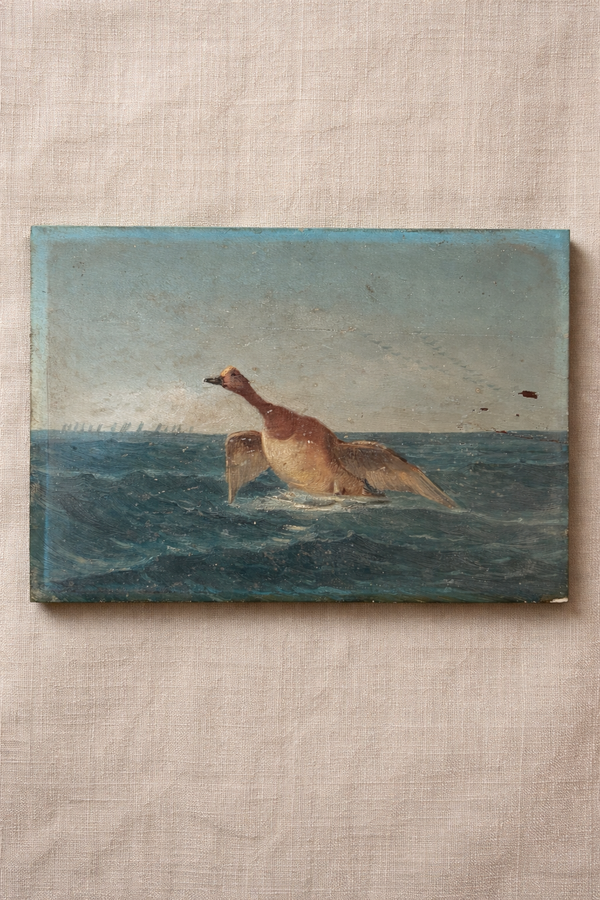French Oil on Board of a Bird in Motion
