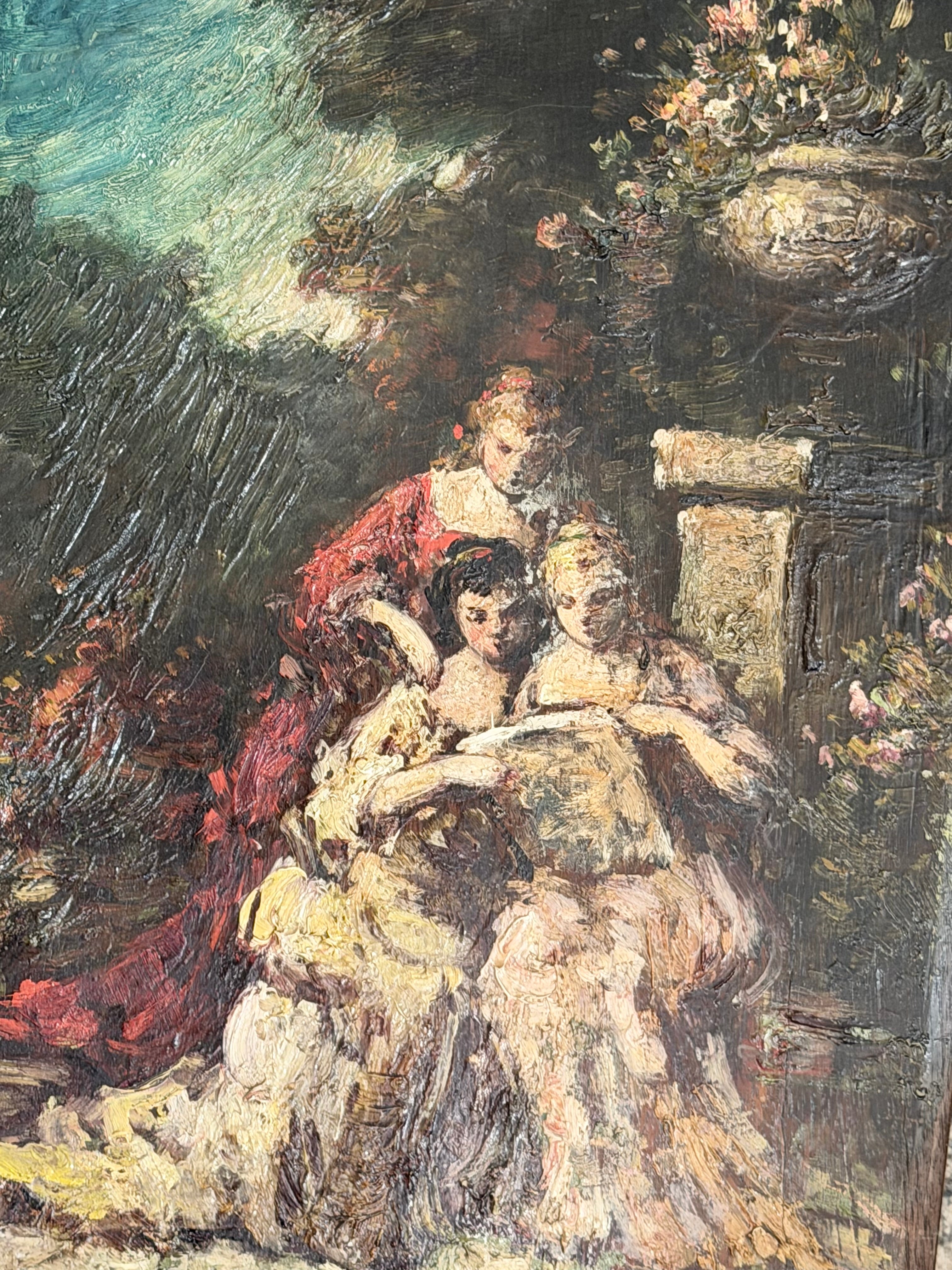 Antique French Oil Painting, Attributed to Henri Rolland, in the Manner of Monticelli