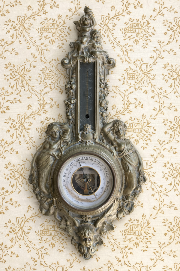 Antique French Bronze Figural Barometer