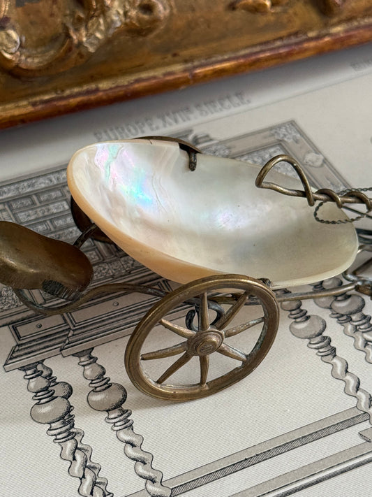 Antique French Palais Figural Sleigh with Horse