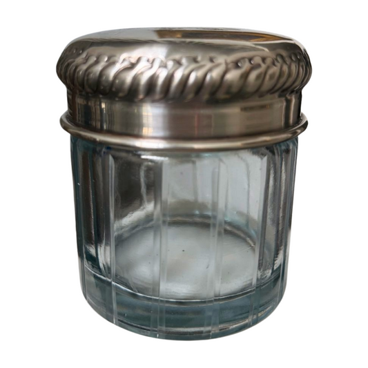 Pair of Silver Plated Crest Jars