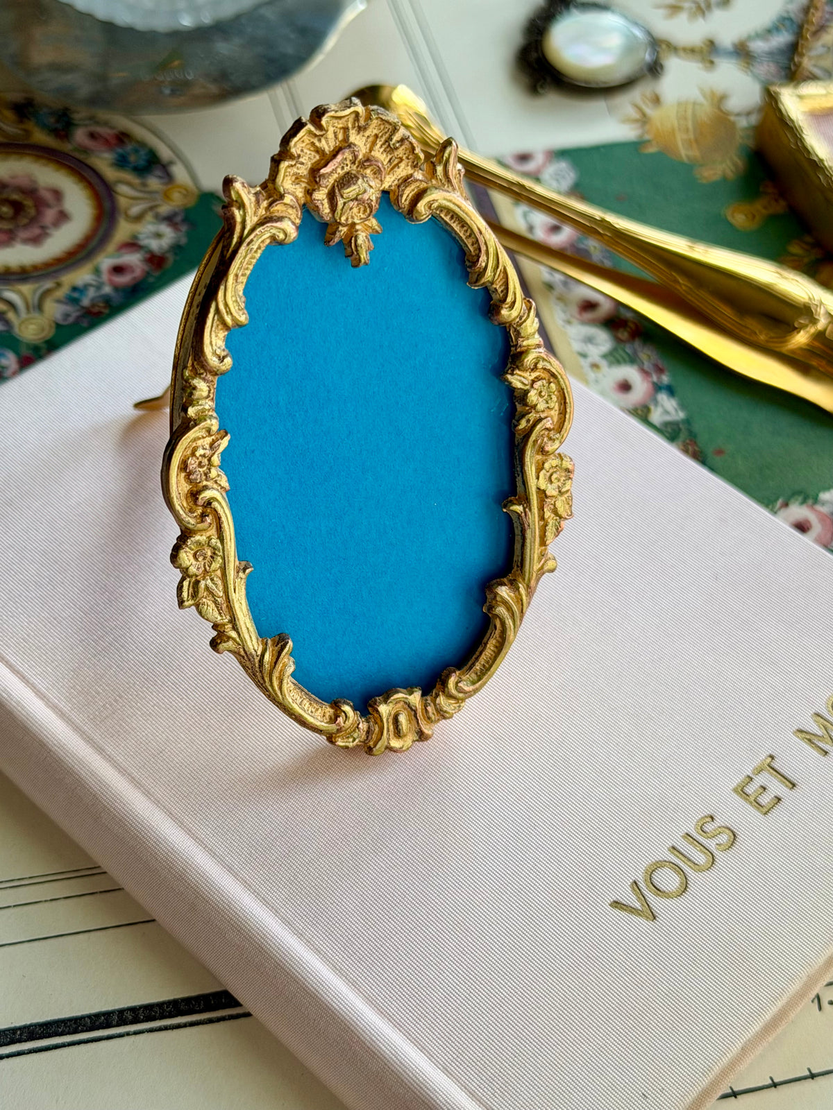 Antique French Gilt Bronze Rococo Miniature Frame
